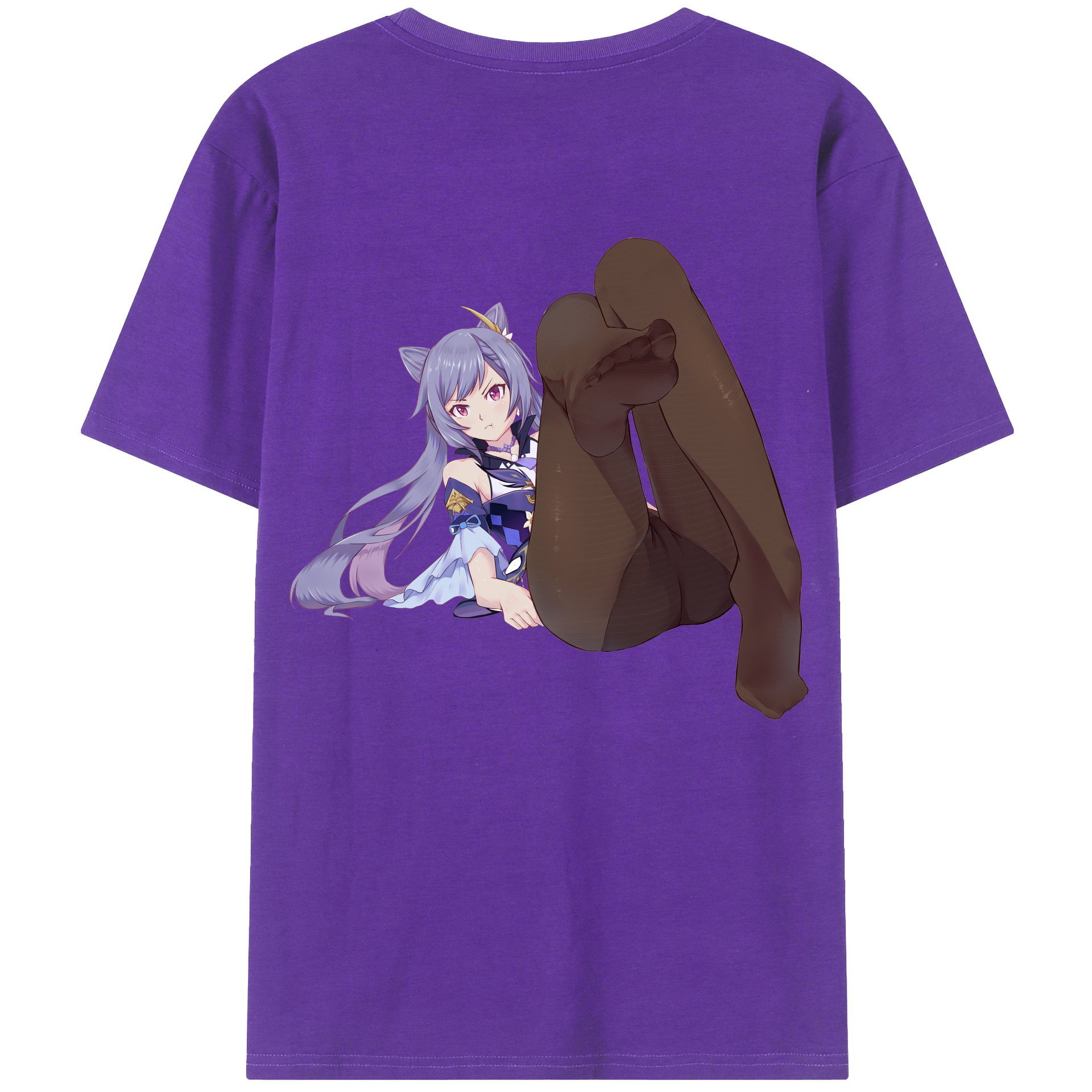 げんし神 刻晴 こくせい genshin Kokusei 綿100％ メンズ半袖Tシャツ（バックプリント） 通気性