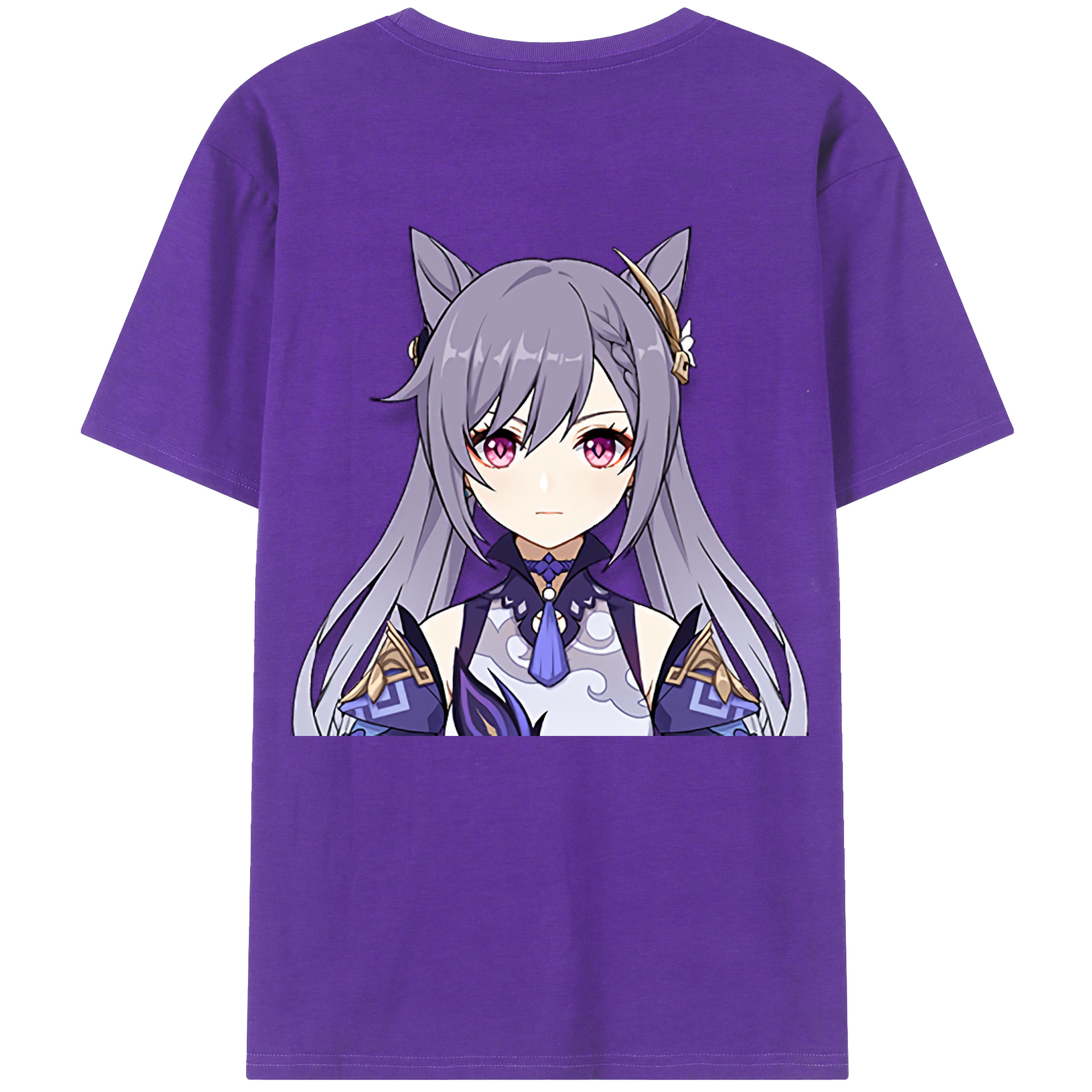 げんし神 刻晴 こくせい genshin Kokusei 綿100％ メンズ半袖Tシャツ（バックプリント） 通気性