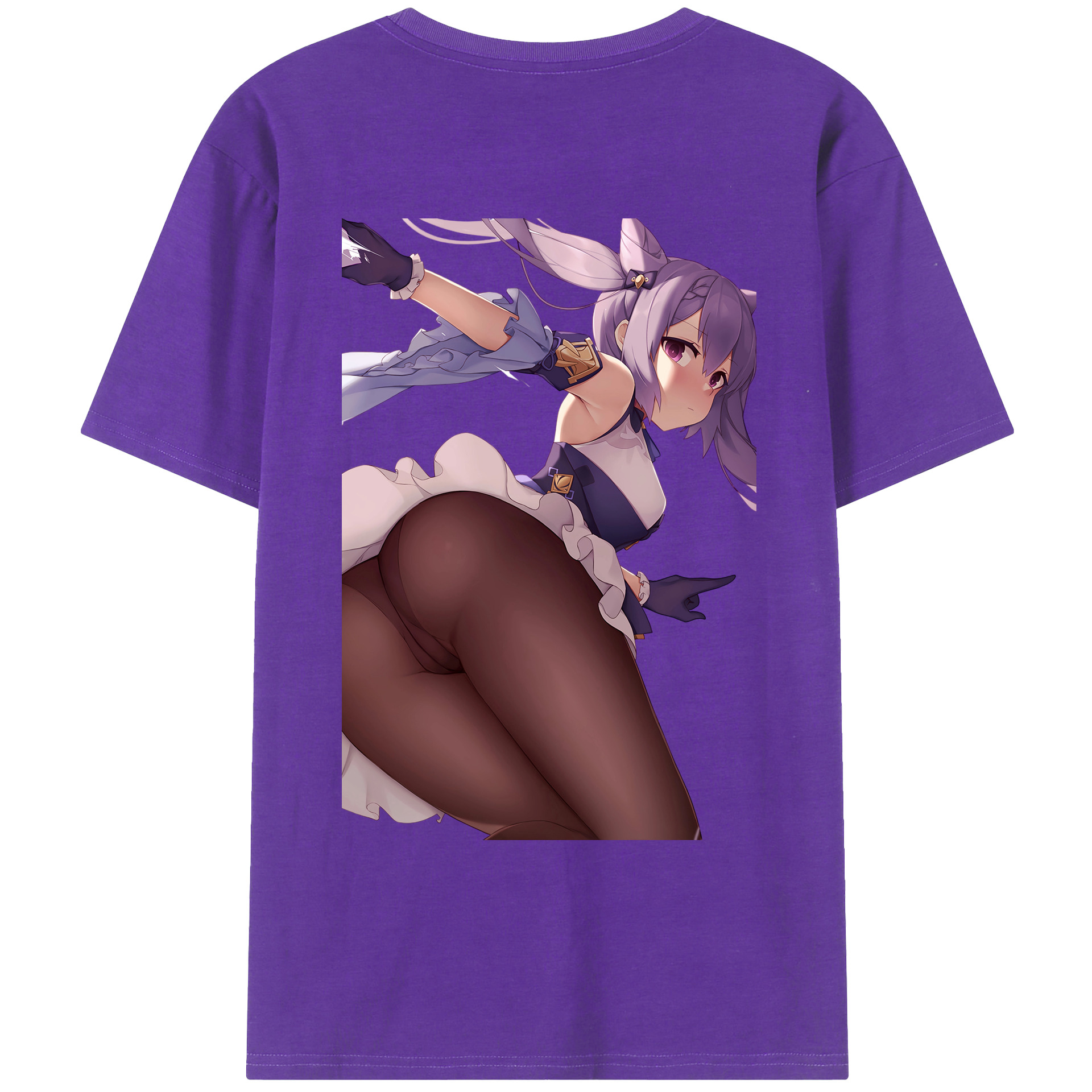 げんし神 刻晴 こくせい genshin Kokusei 綿100％ メンズ半袖Tシャツ（バックプリント） 通気性