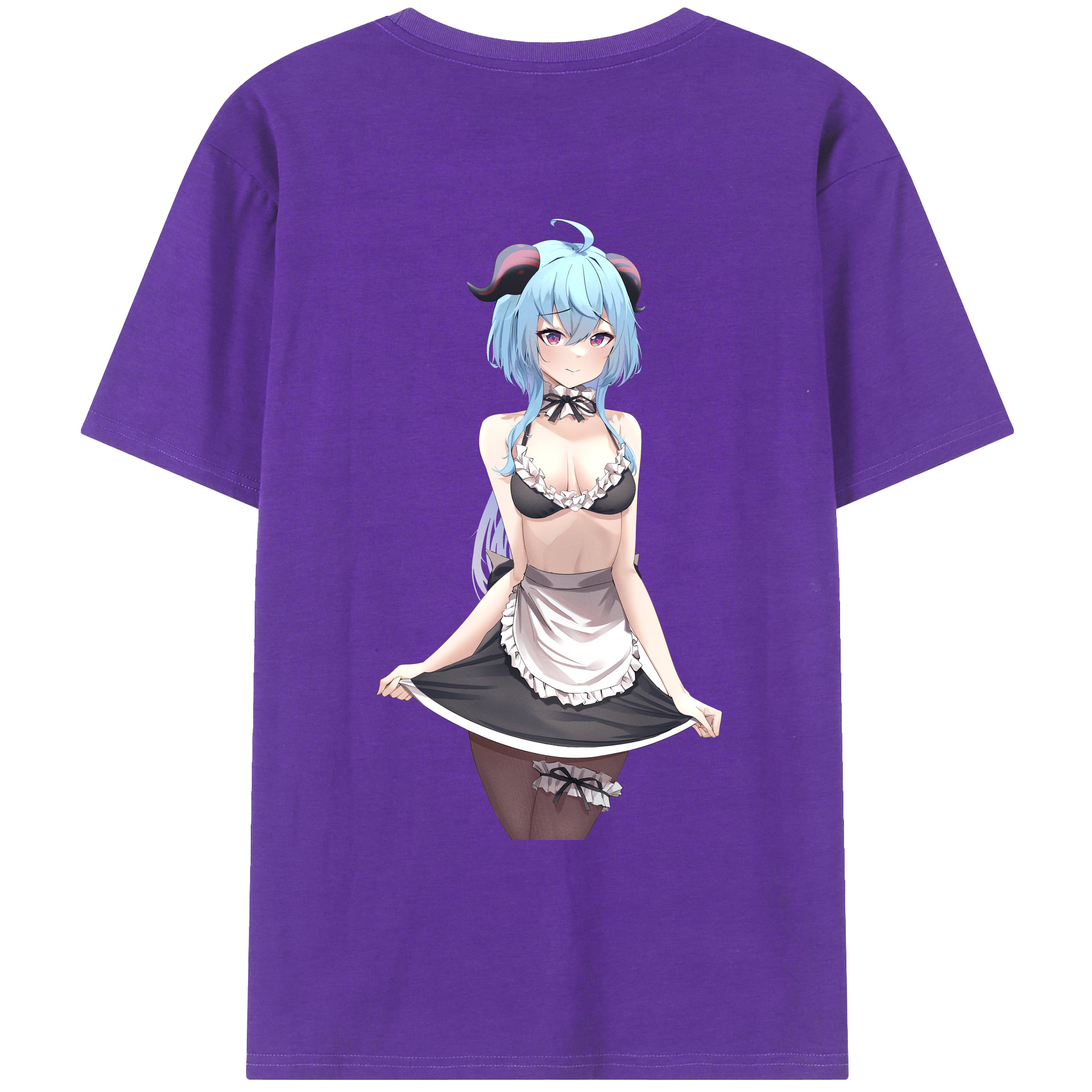 げんし神 甘雨 かんう genshin Ganyu 綿100％ メンズ半袖Tシャツ（バックプリント） 通気性