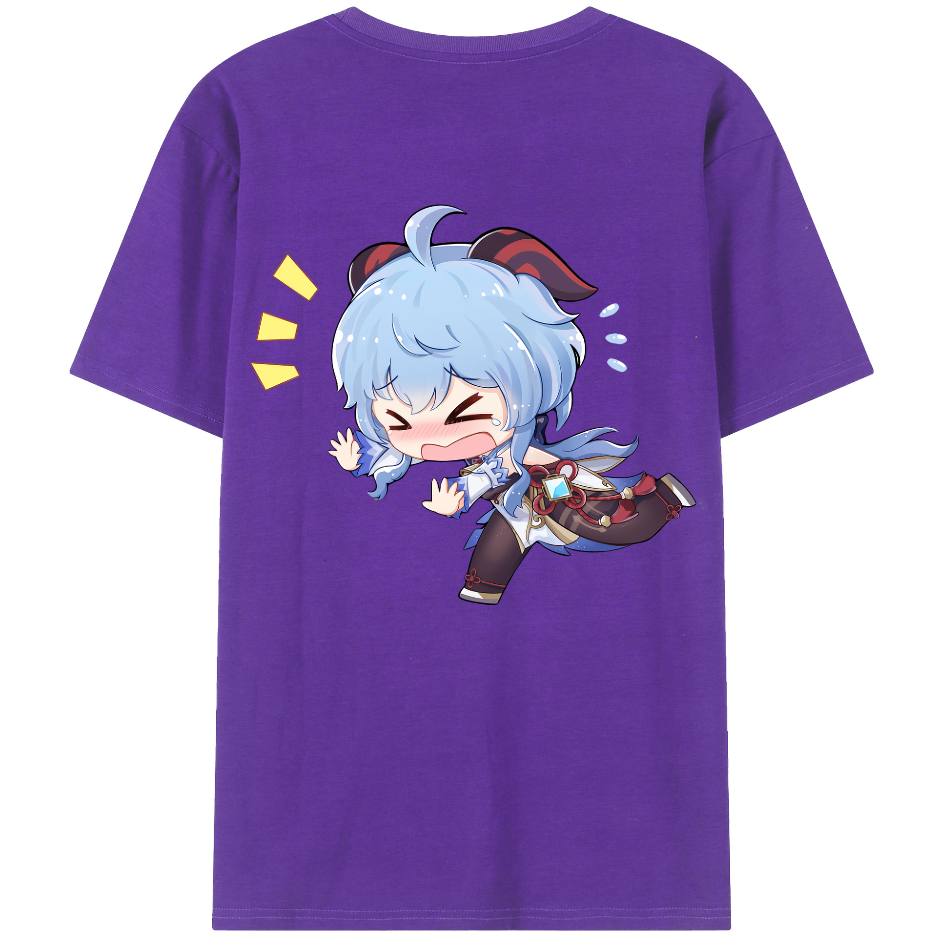 げんし神 甘雨 かんう genshin Ganyu 綿100％ メンズ半袖Tシャツ（バックプリント） 通気性