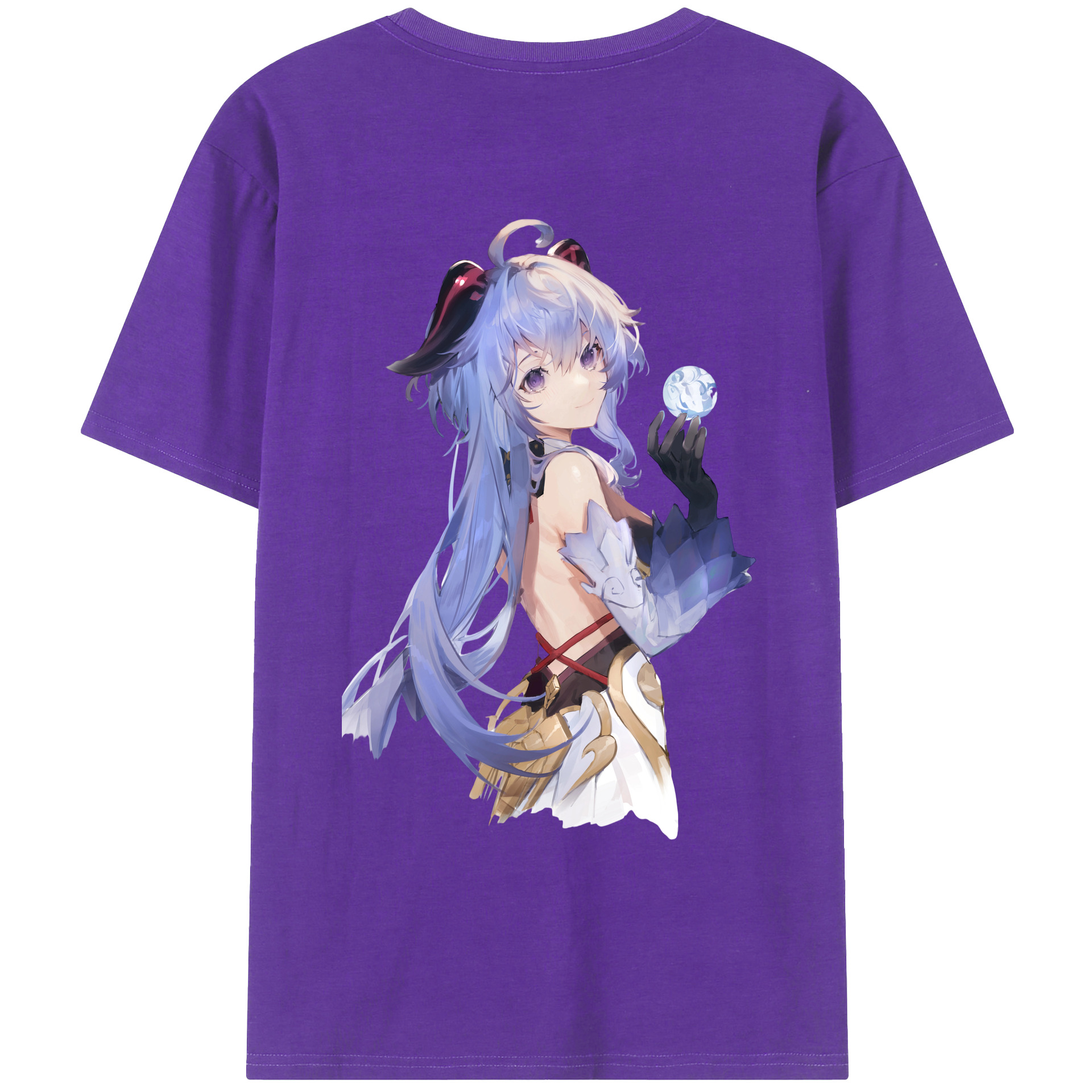 げんし神 甘雨 かんう genshin Ganyu 綿100％ メンズ半袖Tシャツ（バックプリント） 通気性