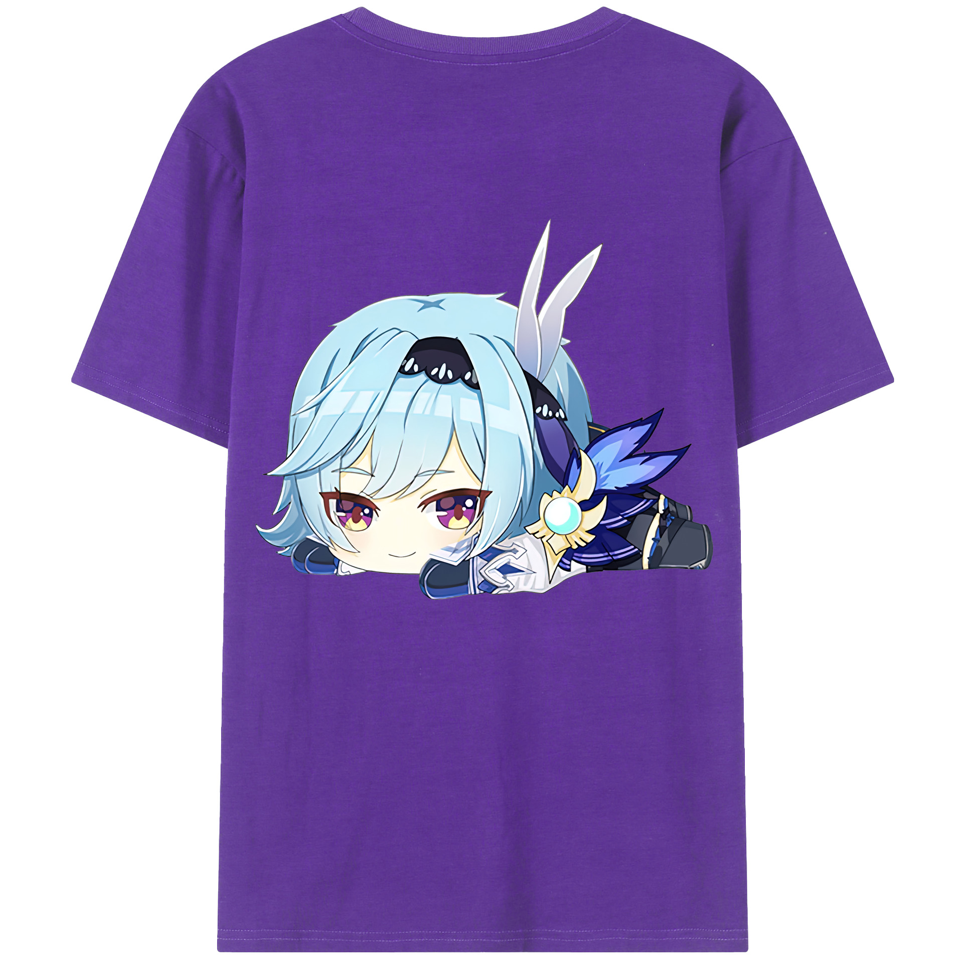 げんし神 优菈 ゆうら genshin Yūra 綿100％ メンズ半袖Tシャツ（バックプリント） 通気性