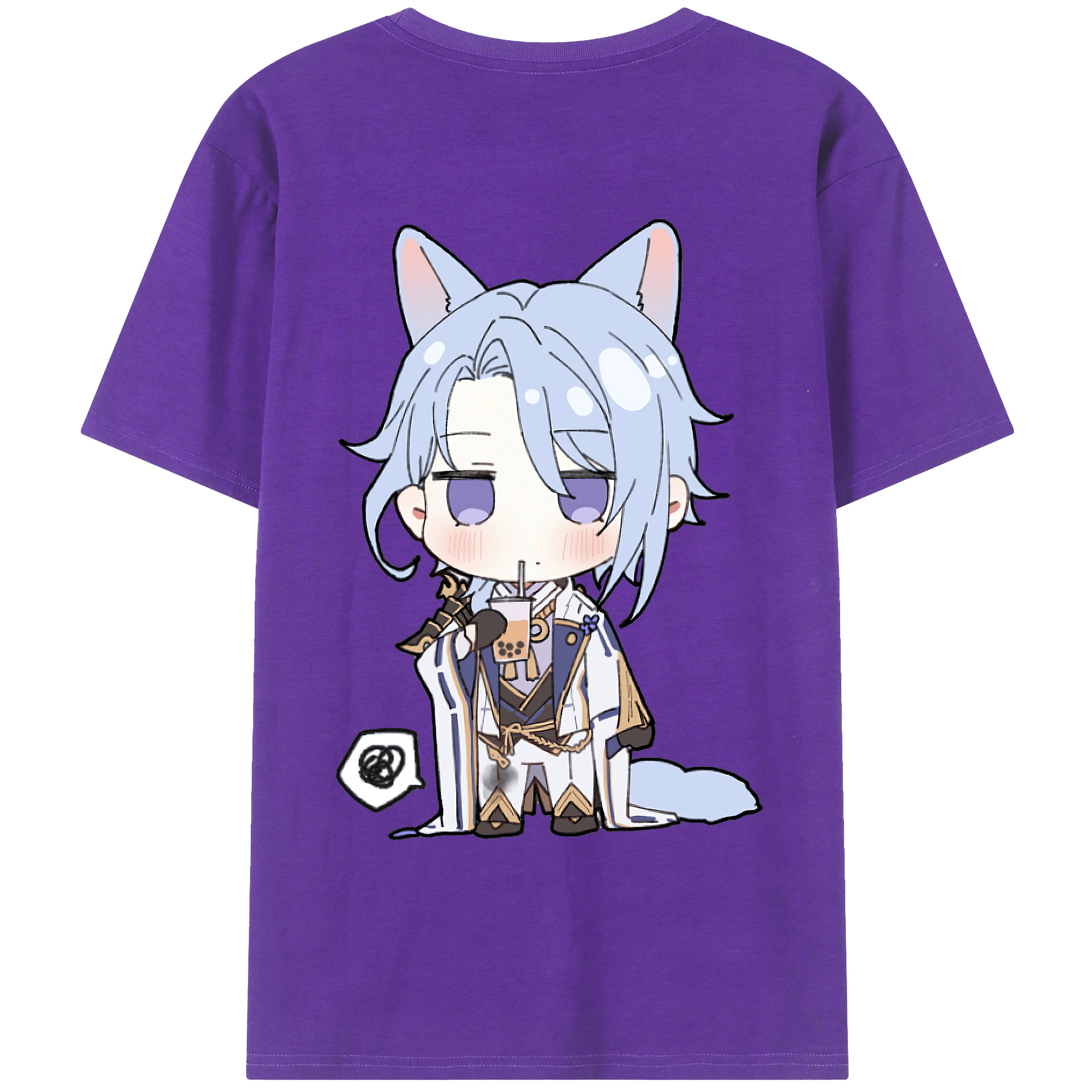 げんし神 神里綾人 かみさとあやと genshin Kamisato Ayato 綿100％ メンズ半袖Tシャツ（バックプリント） 通気性