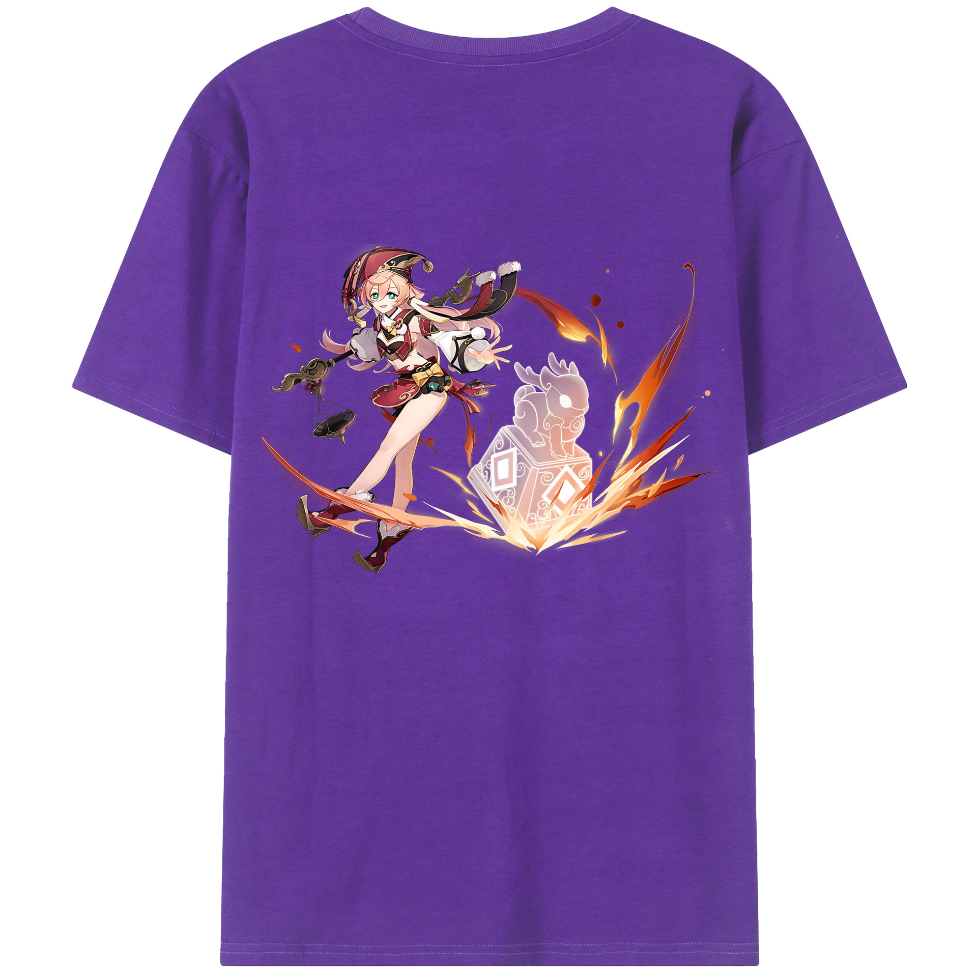 げんし神 ヤンフェイ genshin Yanfei 綿100％ メンズ半袖Tシャツ（バックプリント） 通気性