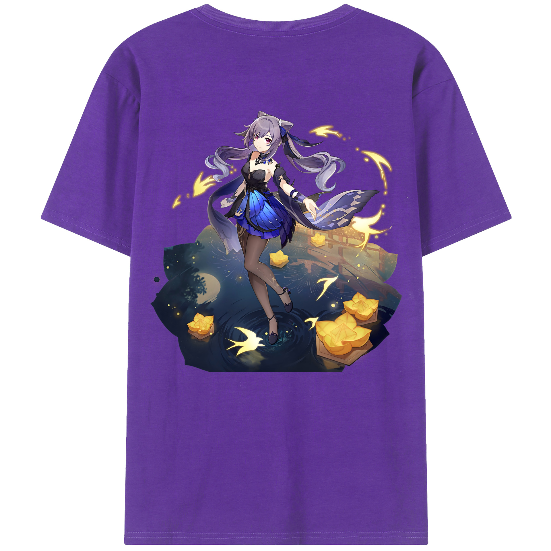 げんし神 刻晴 こくせい genshin Kokusei 綿100％ メンズ半袖Tシャツ（バックプリント） 通気性