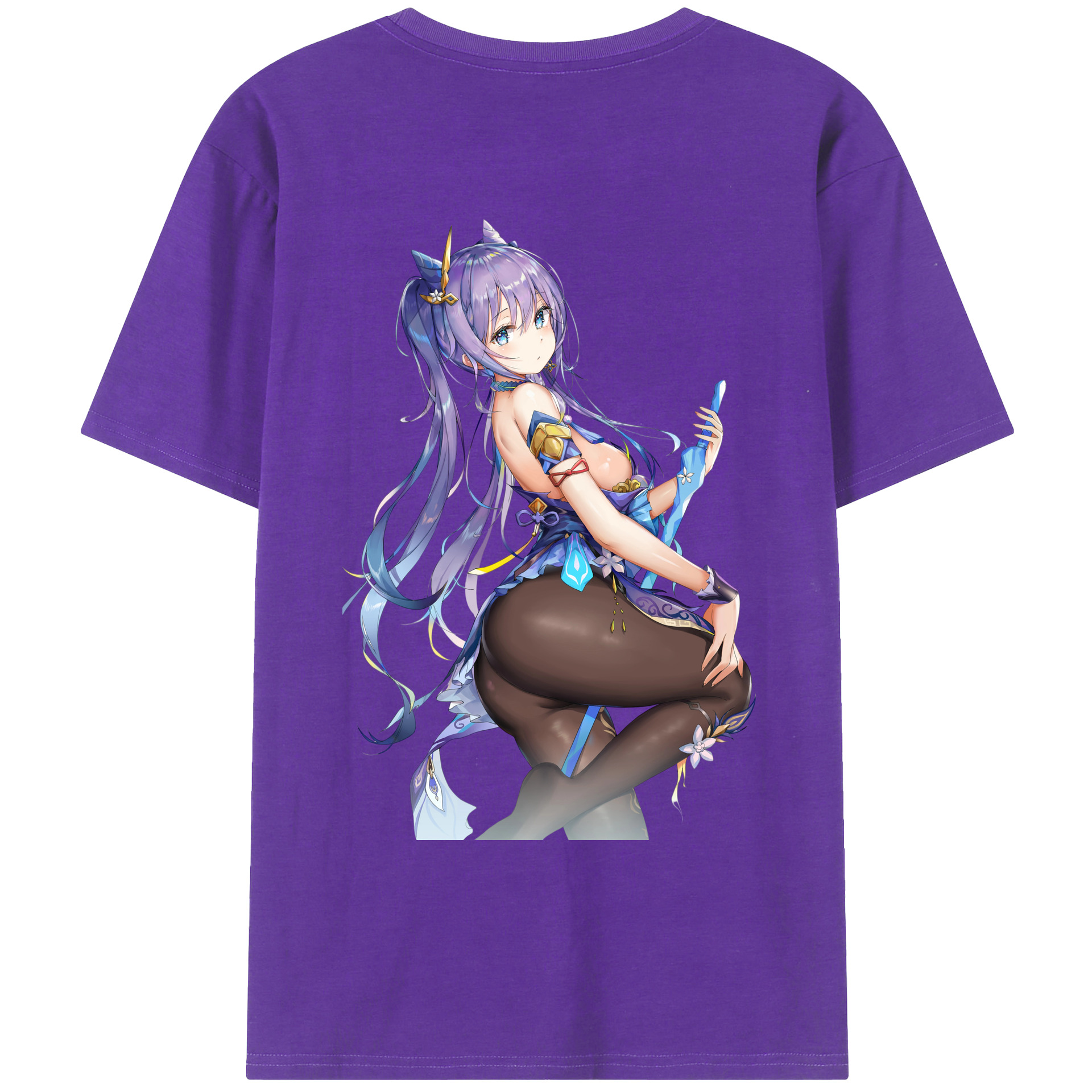 げんし神 刻晴 こくせい genshin Kokusei 綿100％ メンズ半袖Tシャツ（バックプリント） 通気性