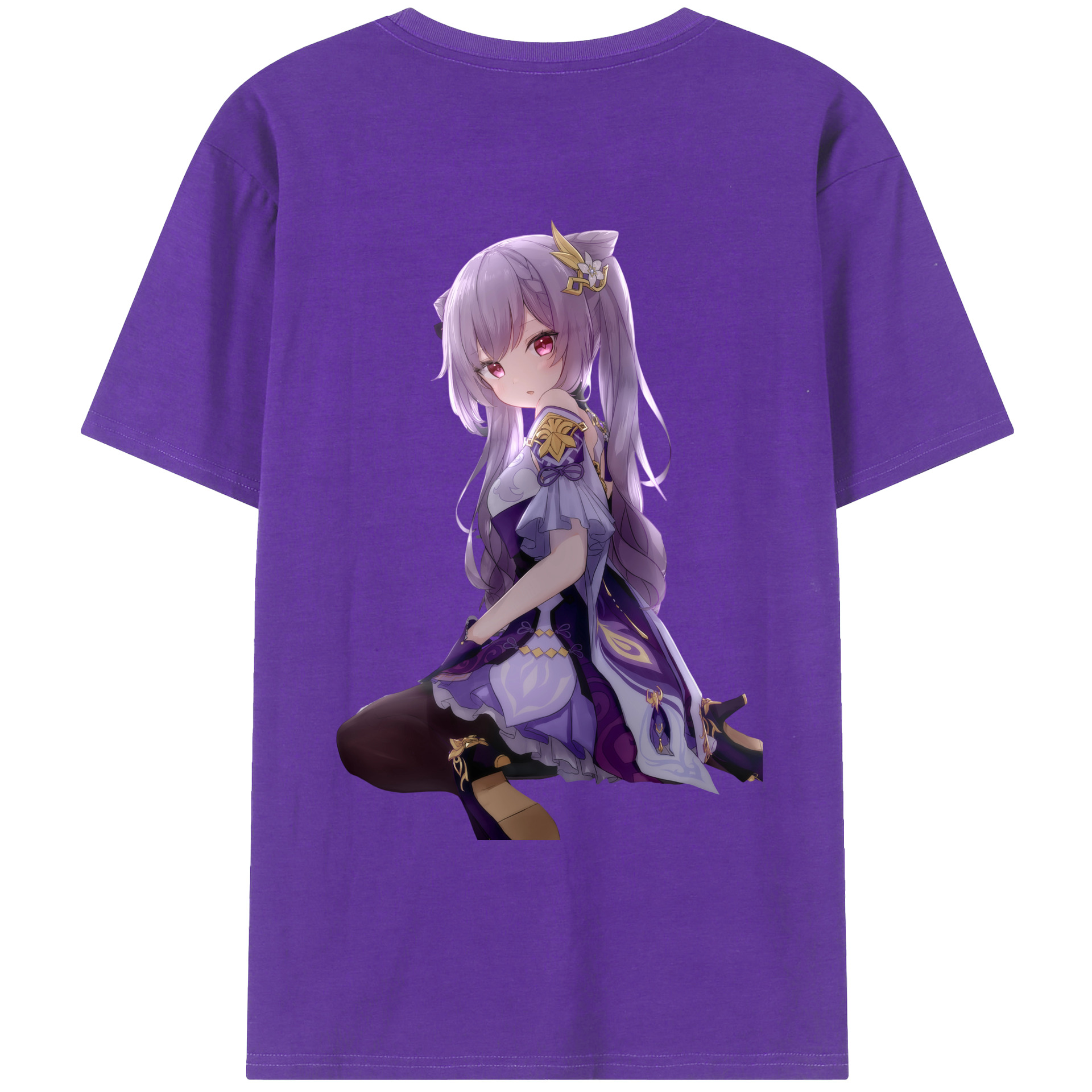 げんし神 刻晴 こくせい genshin Kokusei 綿100％ メンズ半袖Tシャツ（バックプリント） 通気性