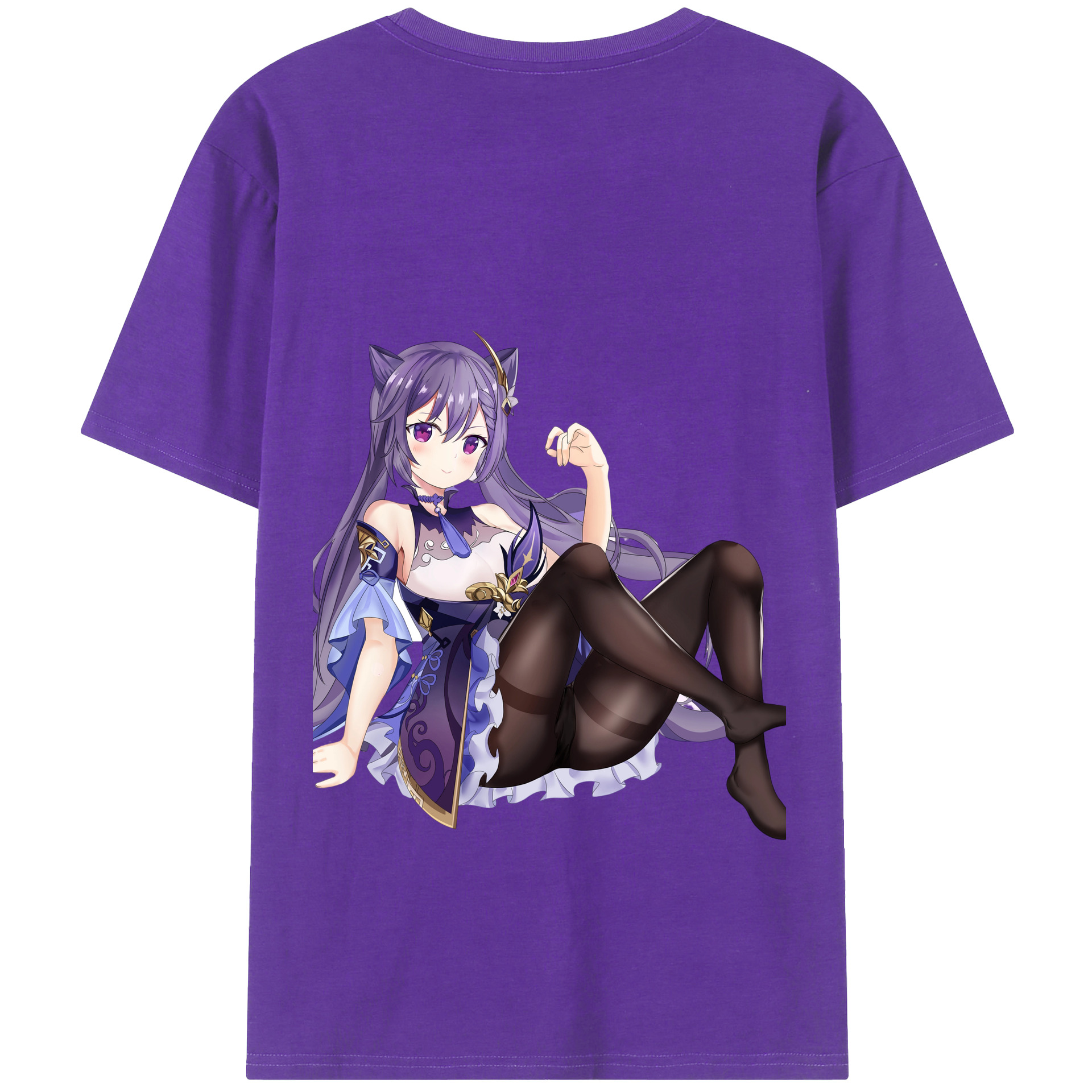 げんし神 刻晴 こくせい genshin Kokusei 綿100％ メンズ半袖Tシャツ（バックプリント） 通気性