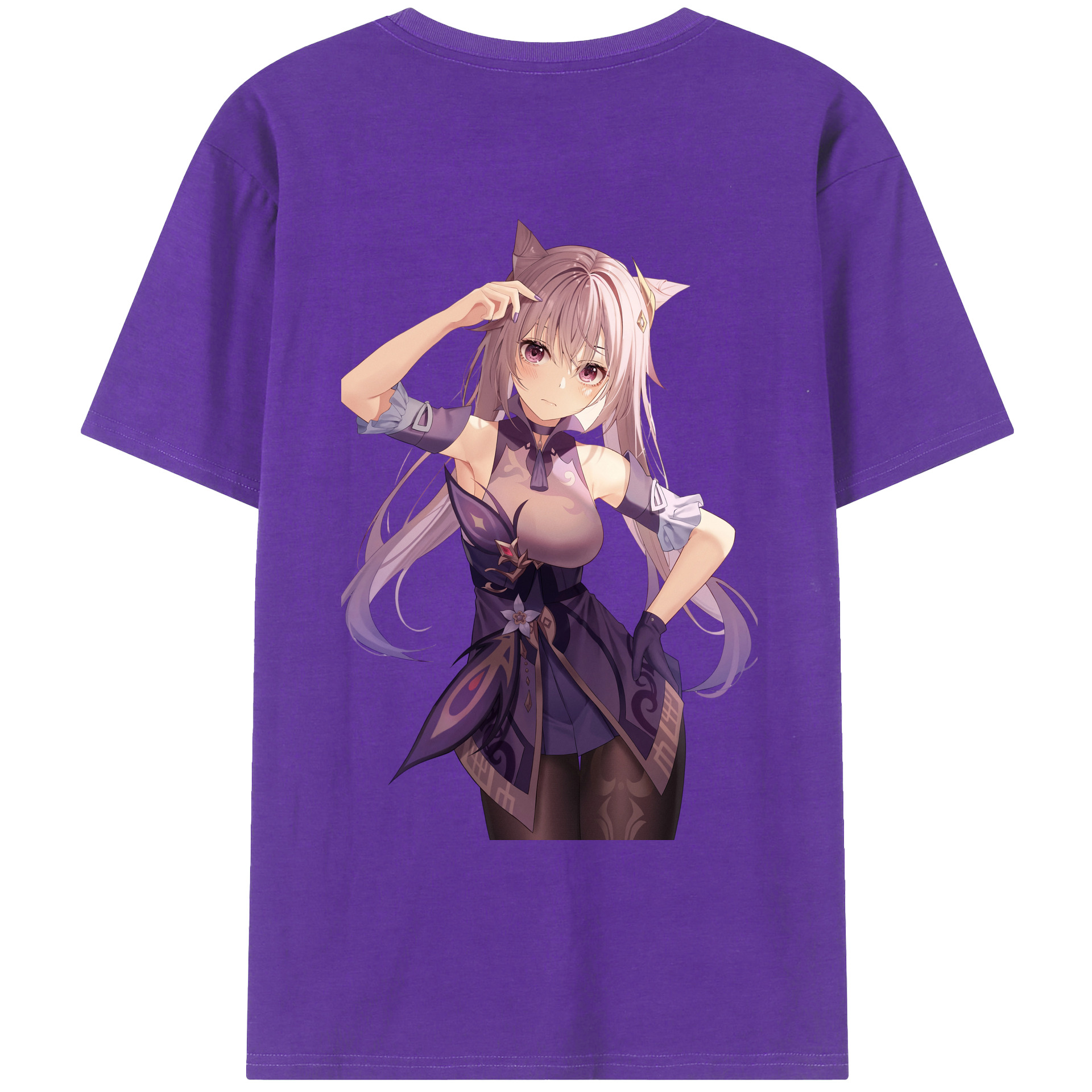 げんし神 刻晴 こくせい genshin Kokusei 綿100％ メンズ半袖Tシャツ（バックプリント） 通気性