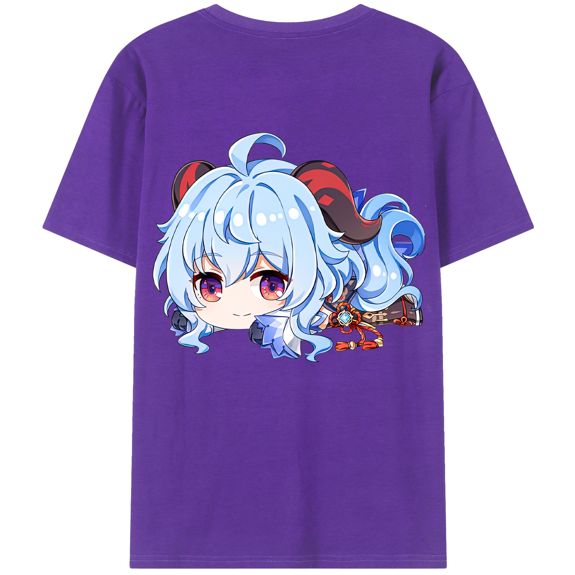 げんし神 甘雨 かんう genshin Ganyu 綿100％ メンズ半袖Tシャツ（バックプリント） 通気性