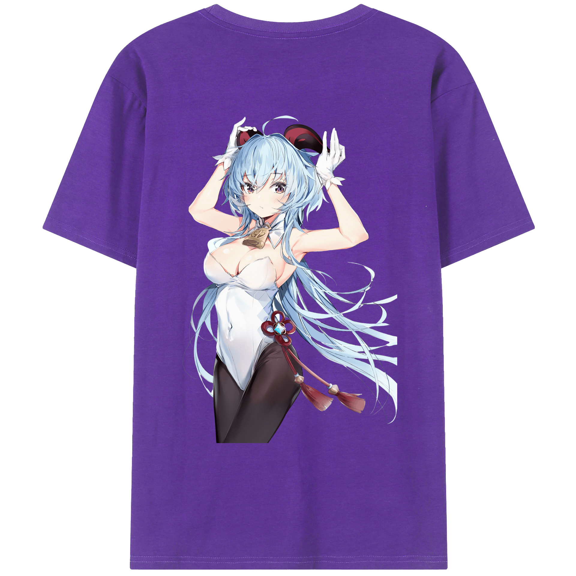 げんし神 甘雨 かんう genshin Ganyu 綿100％ メンズ半袖Tシャツ（バックプリント） 通気性