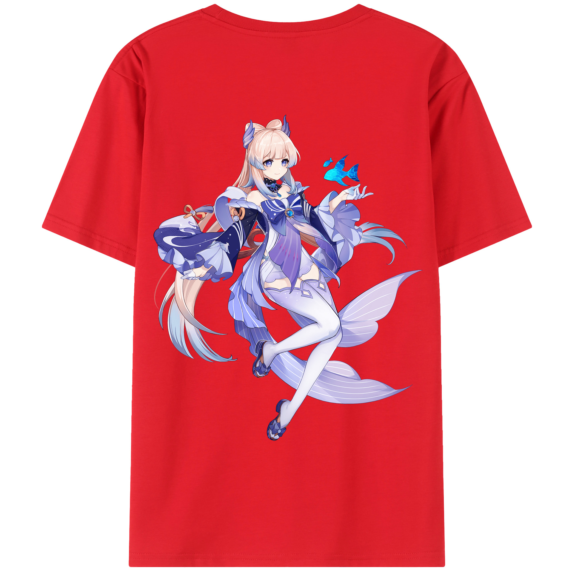 げんし神 珊瑚宮心海 サンゴノミヤ・ココミ genshin Sangonomiya Kokomi 綿100％ メンズ半袖Tシャツ（バックプリント） 通気性