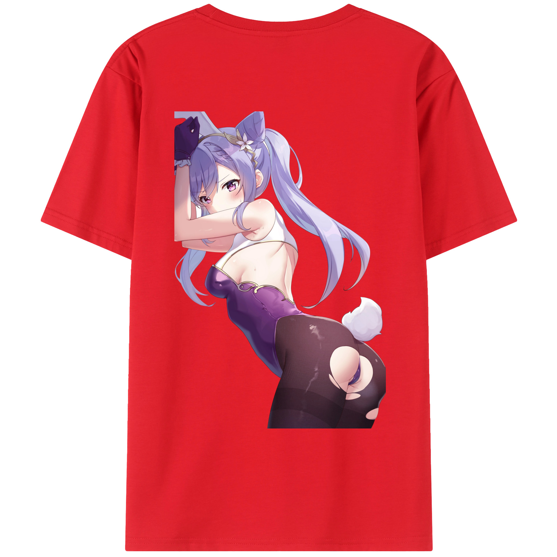 げんし神 刻晴 こくせい genshin Kokusei 綿100％ メンズ半袖Tシャツ（バックプリント） 通気性