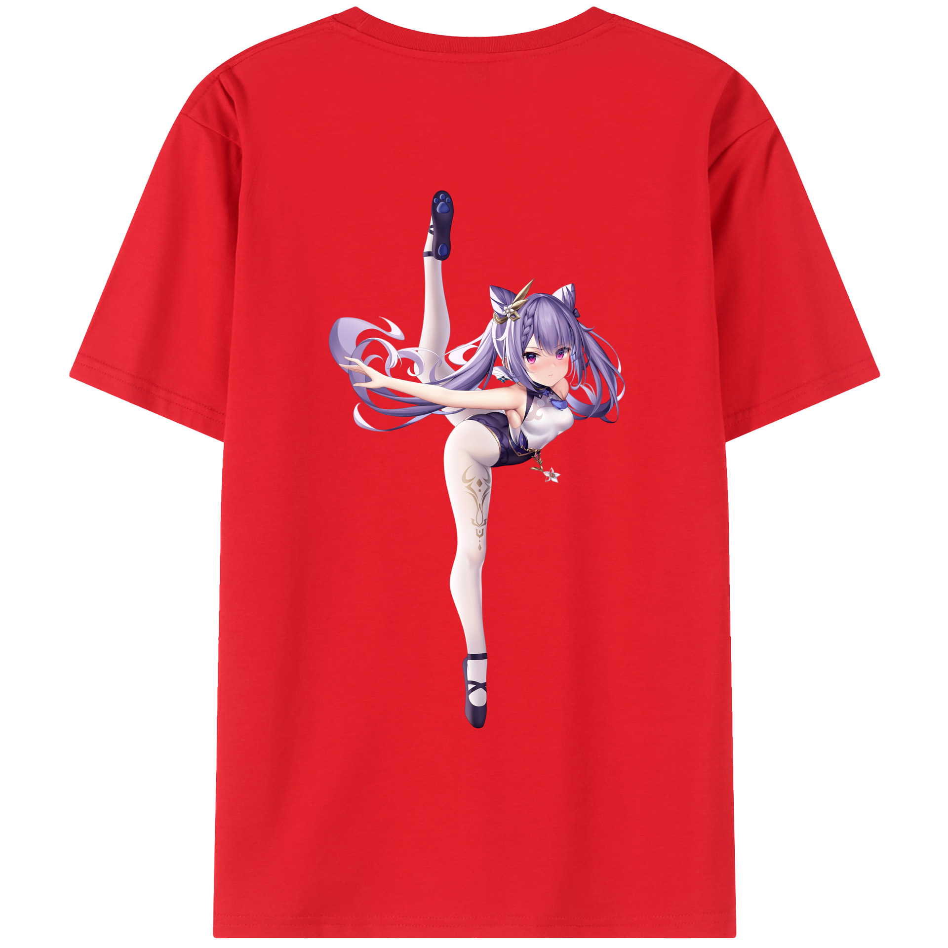 げんし神 刻晴 こくせい genshin Kokusei 綿100％ メンズ半袖Tシャツ（バックプリント） 通気性