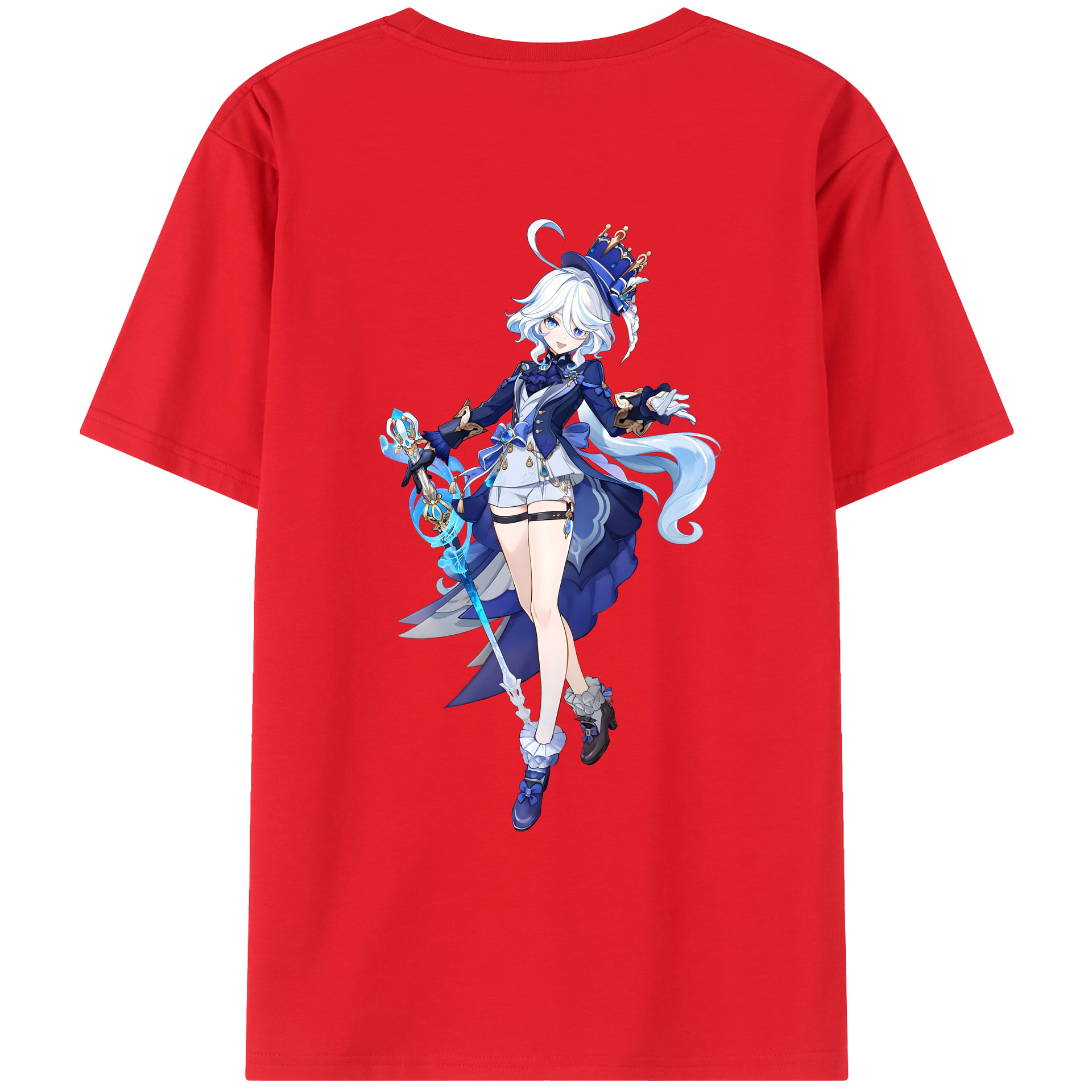 げんし神 フリーナ genshin Furina 綿100％ メンズ半袖Tシャツ（バックプリント） 通気性