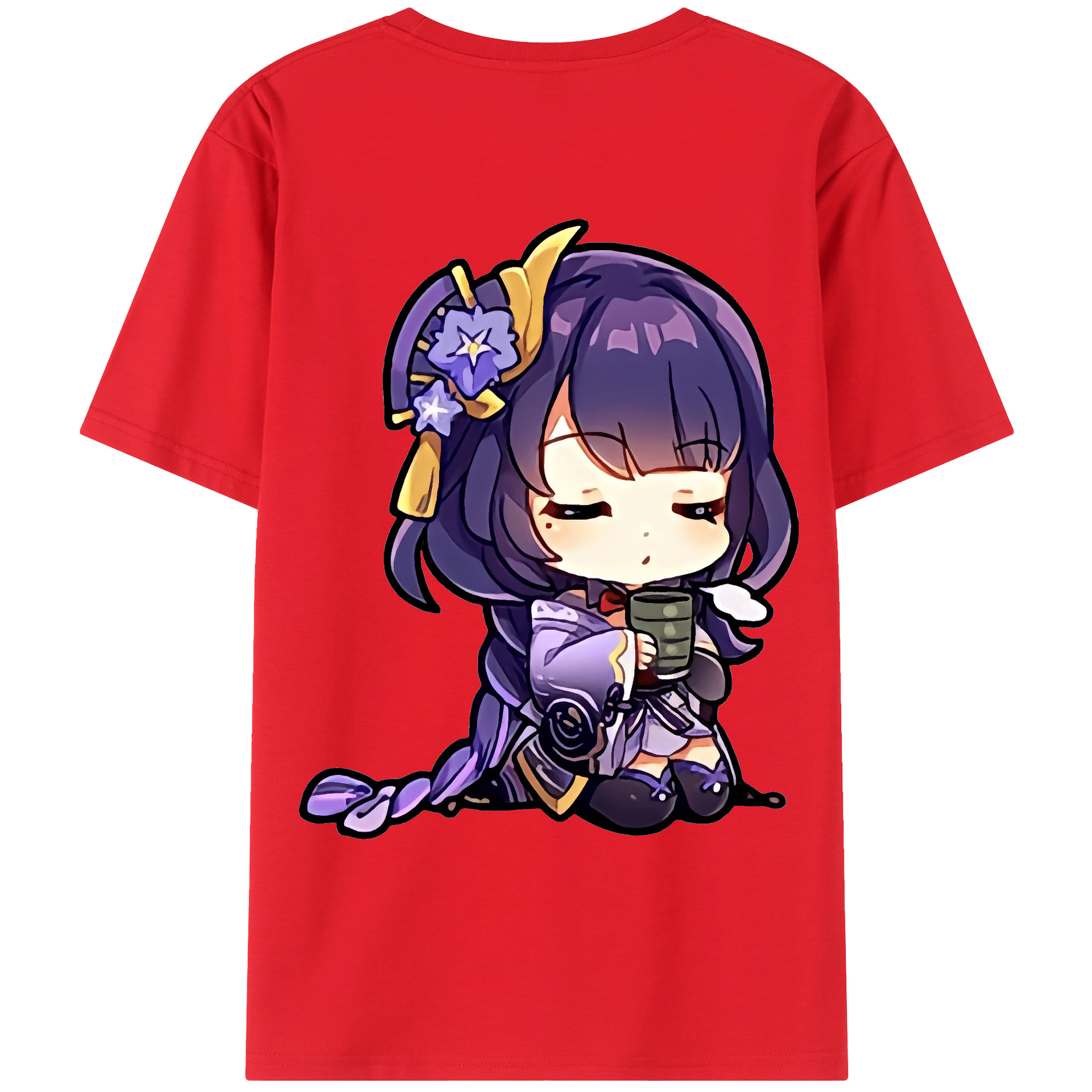 げんし神 雷電将軍 らいでんしょうぐん genshin Raiden Shogun 綿100％ メンズ半袖Tシャツ（バックプリント） 通気性