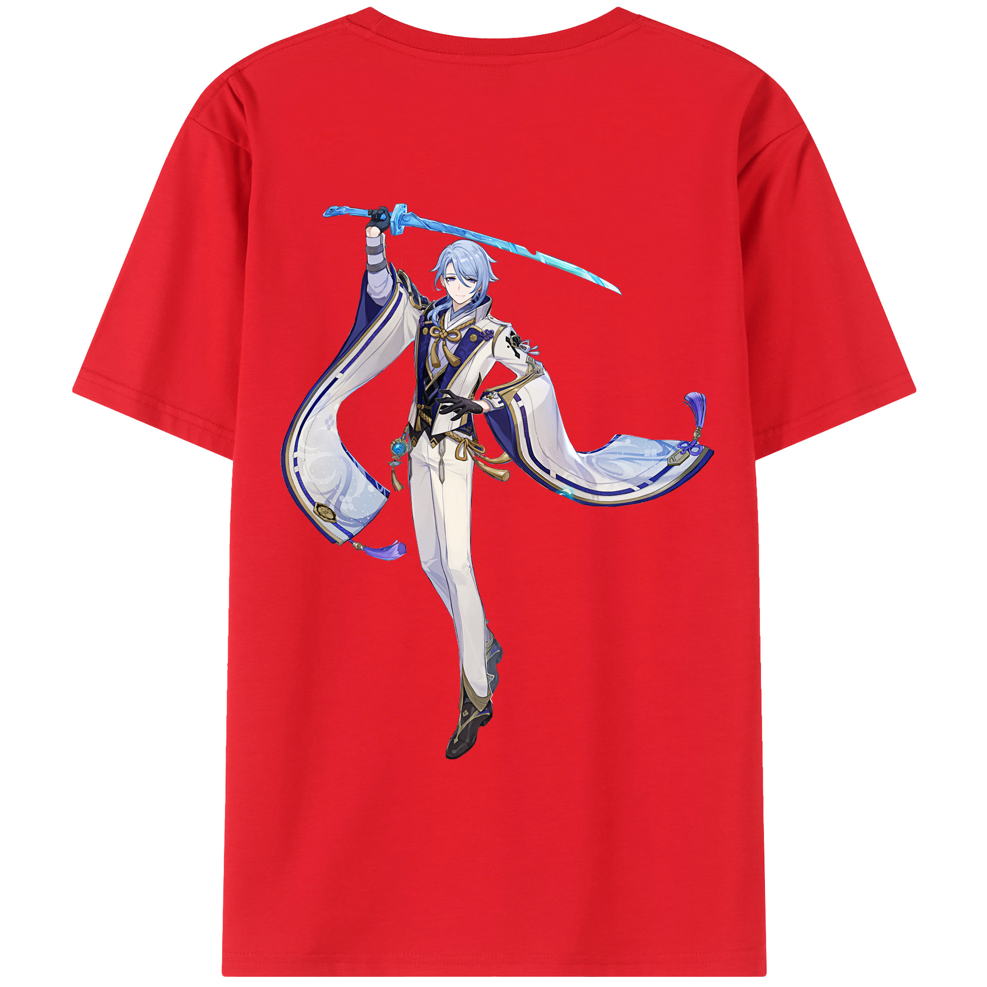 げんし神 神里綾人 かみさとあやと genshin Kamisato Ayato 綿100％ メンズ半袖Tシャツ（バックプリント） 通気性