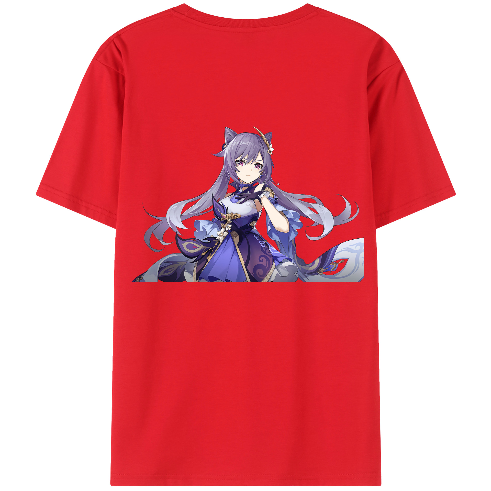 げんし神 刻晴 こくせい genshin Kokusei 綿100％ メンズ半袖Tシャツ（バックプリント） 通気性