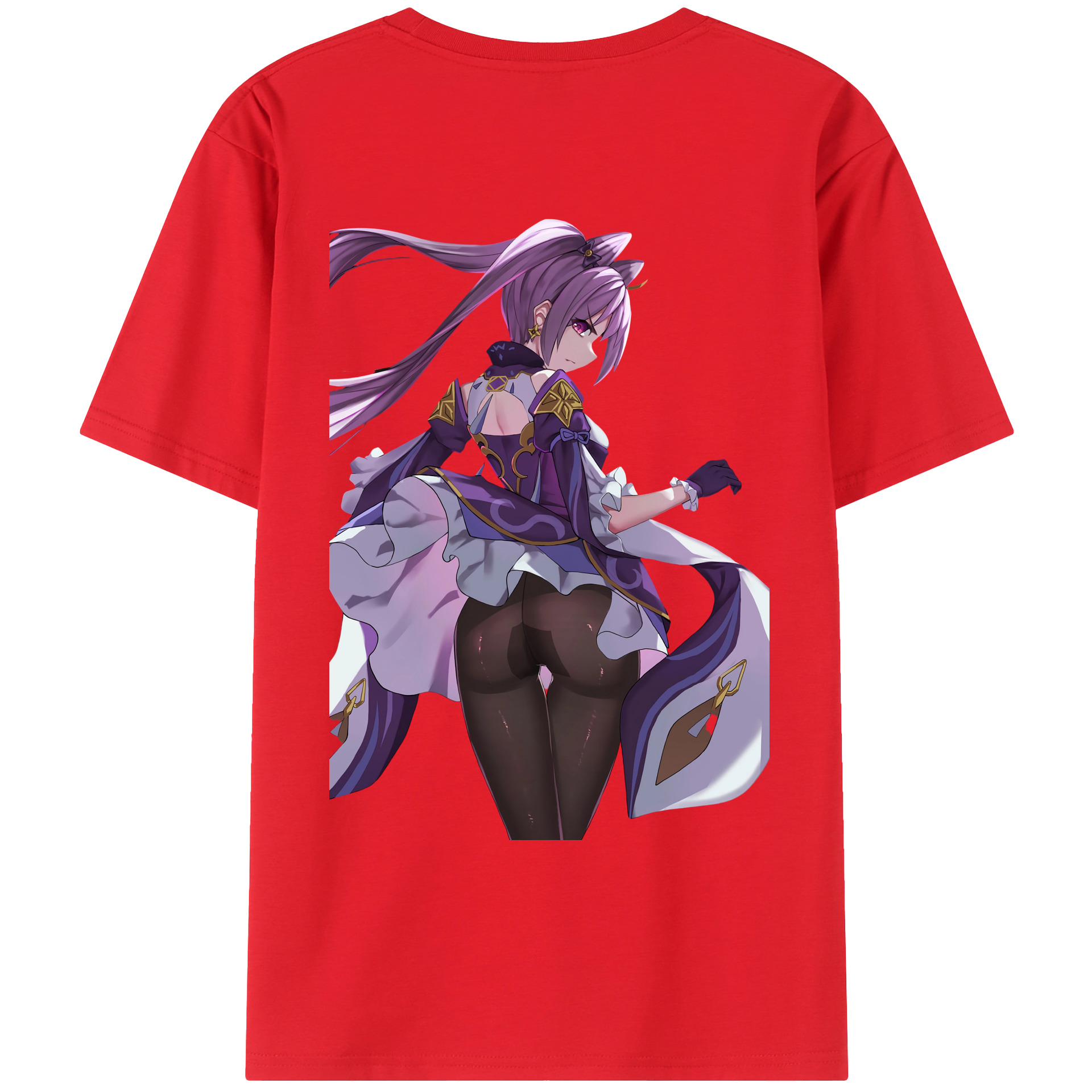 げんし神 刻晴 こくせい genshin Kokusei 綿100％ メンズ半袖Tシャツ（バックプリント） 通気性