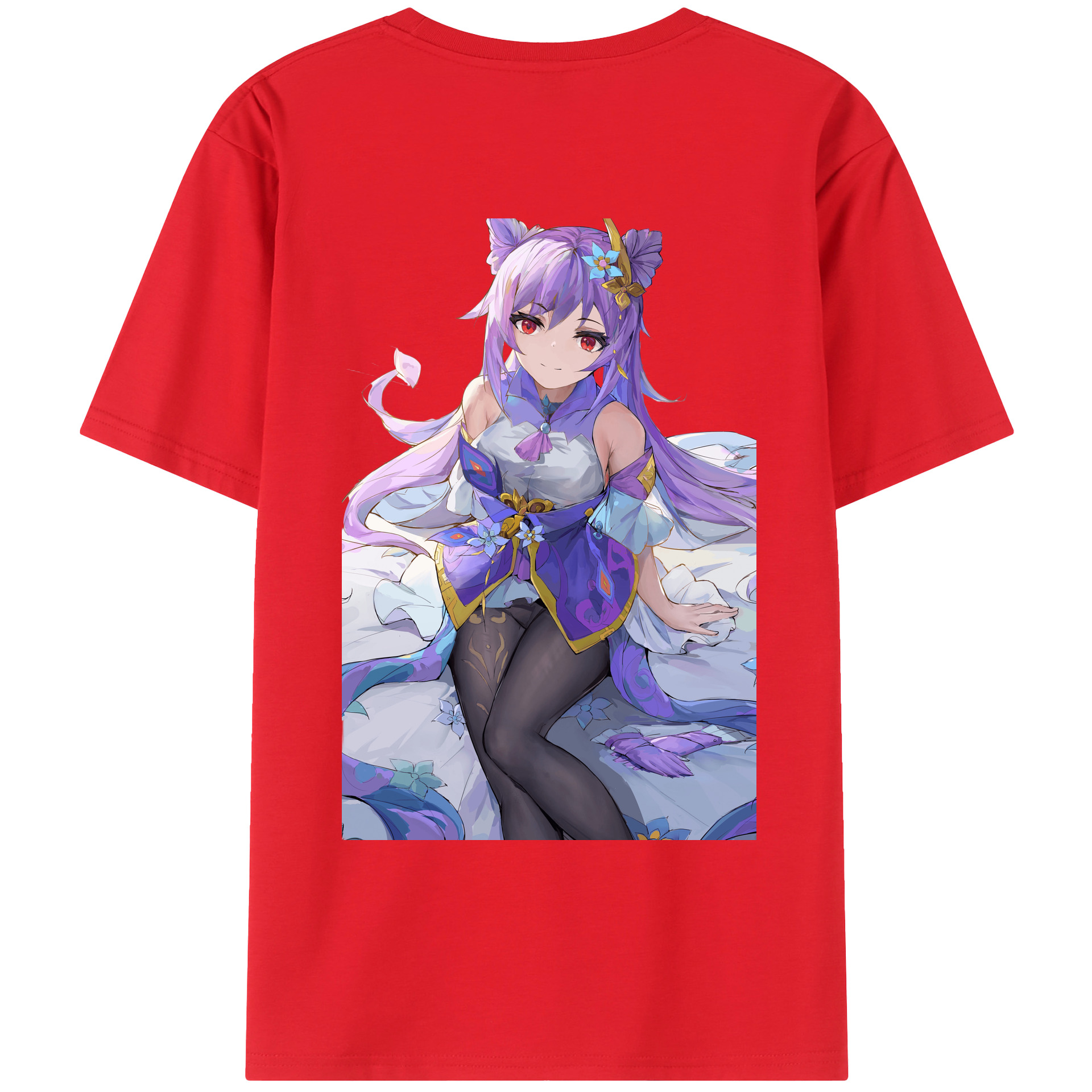 げんし神 刻晴 こくせい genshin Kokusei 綿100％ メンズ半袖Tシャツ（バックプリント） 通気性