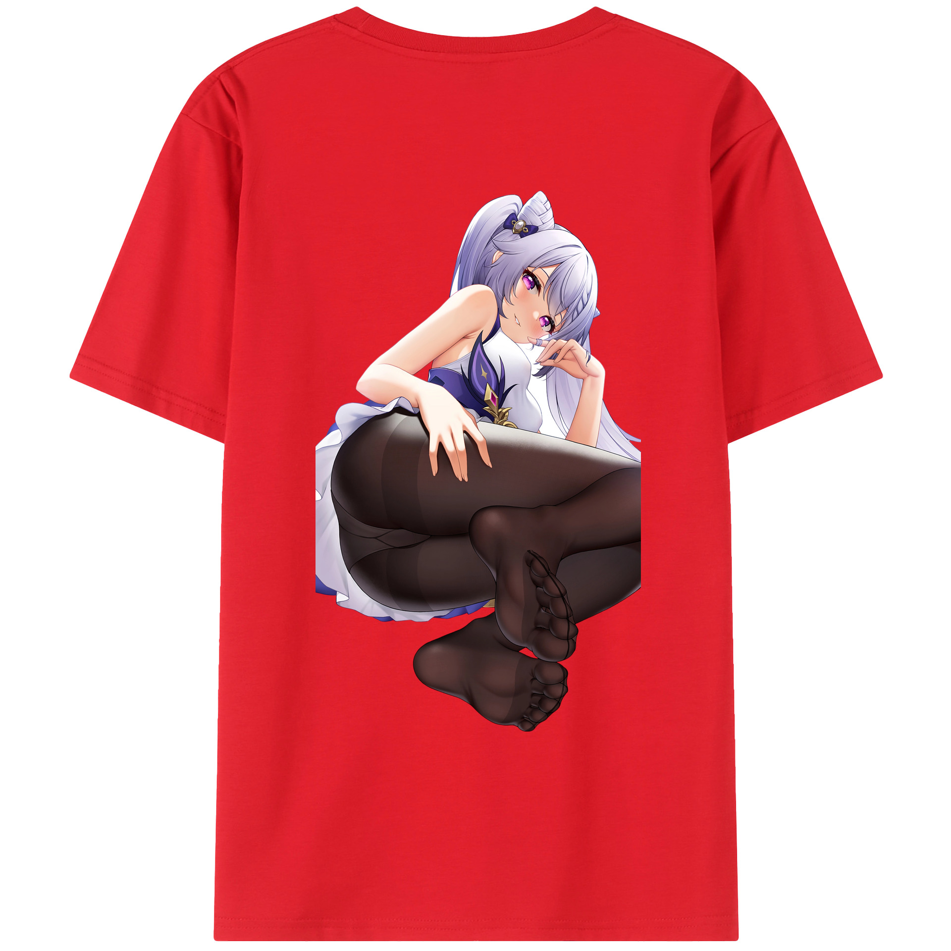 げんし神 刻晴 こくせい genshin Kokusei 綿100％ メンズ半袖Tシャツ（バックプリント） 通気性