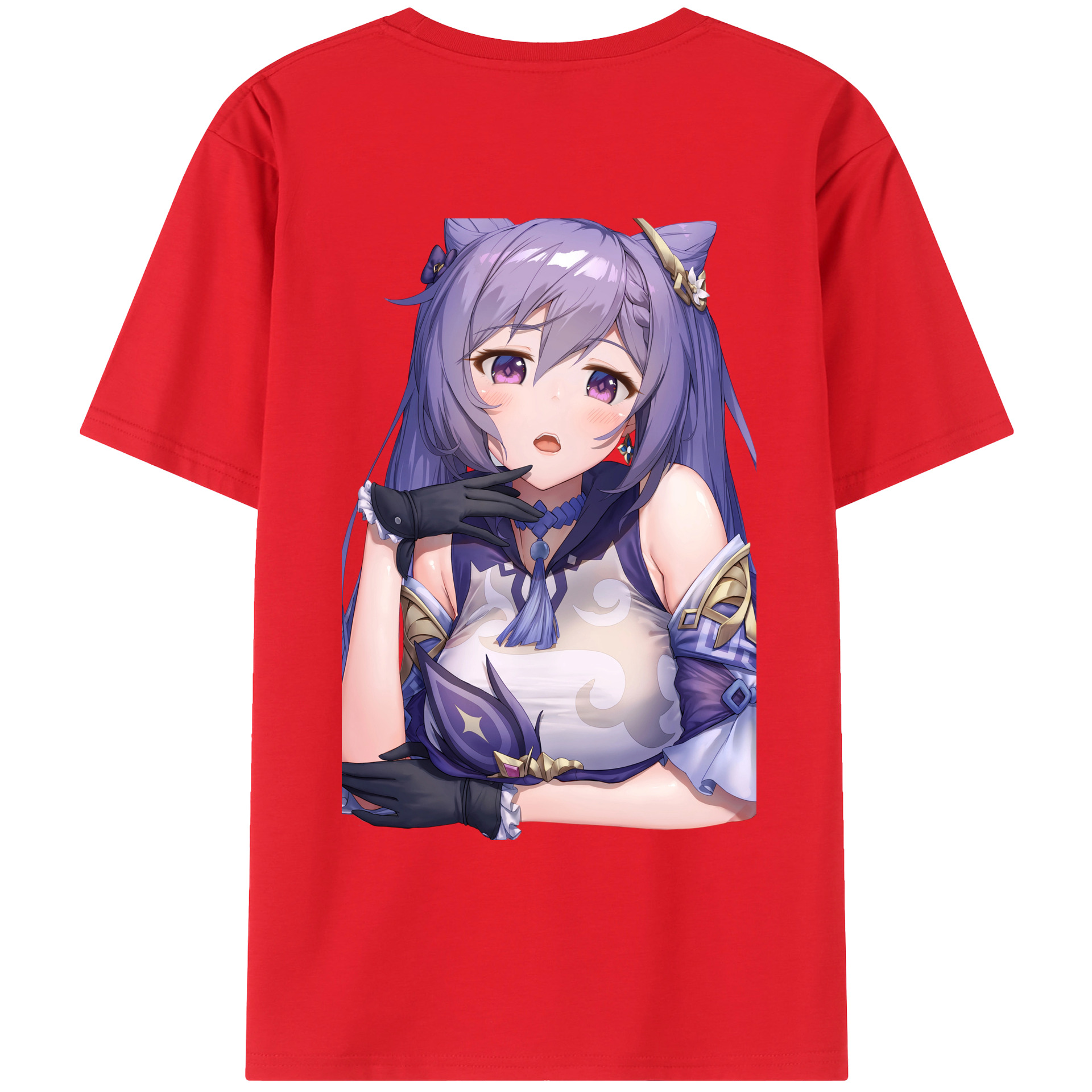 げんし神 刻晴 こくせい genshin Kokusei 綿100％ メンズ半袖Tシャツ（バックプリント） 通気性