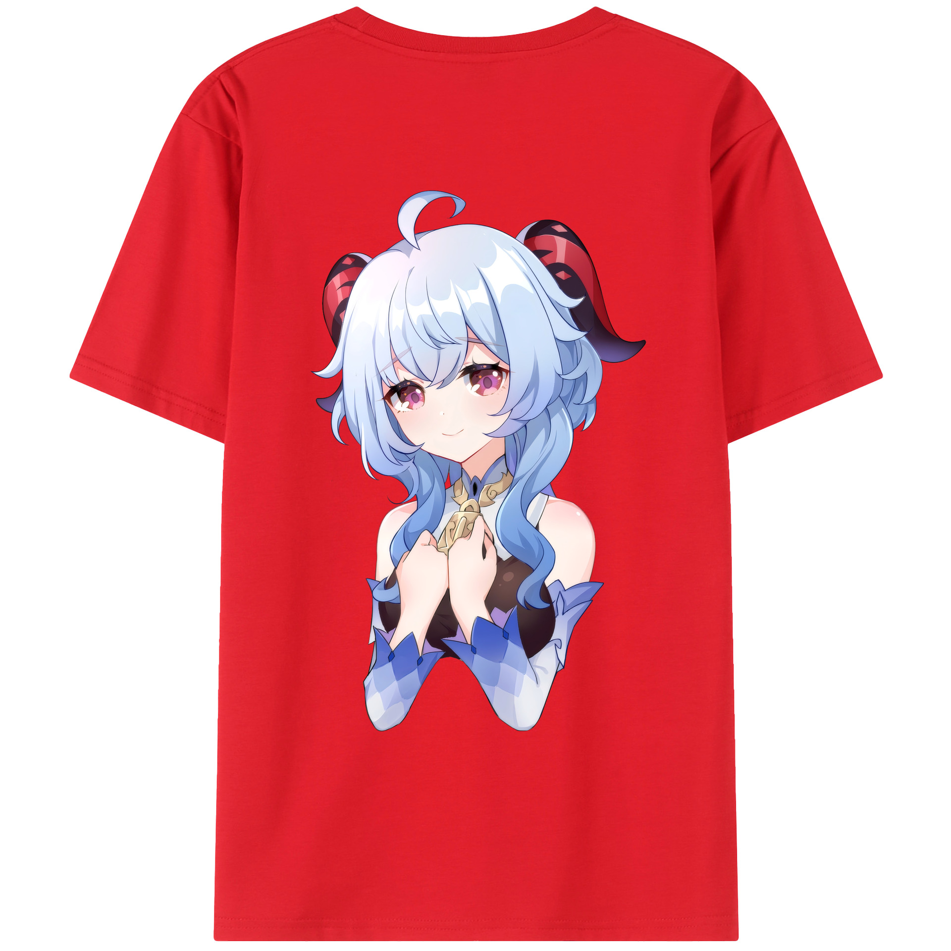 げんし神 甘雨 かんう genshin Ganyu 綿100％ メンズ半袖Tシャツ（バックプリント） 通気性