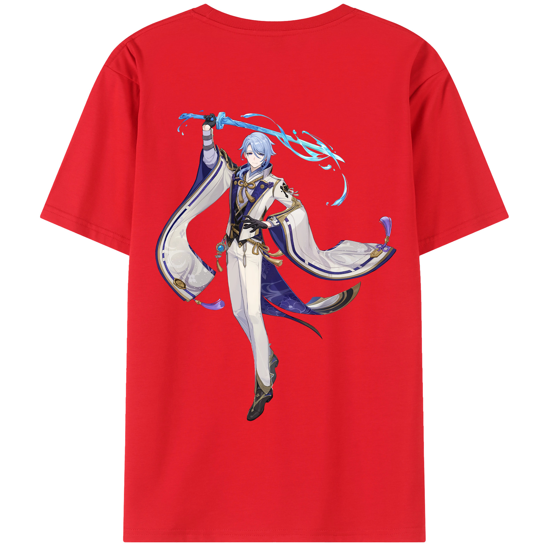 げんし神 神里綾人 かみさとあやと genshin Kamisato Ayato 綿100％ メンズ半袖Tシャツ（バックプリント） 通気性