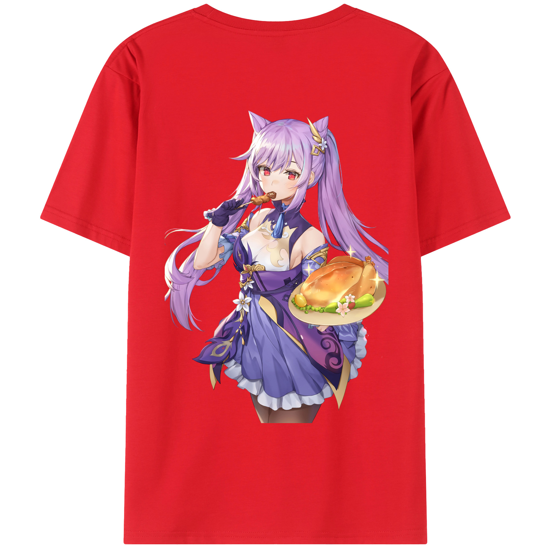げんし神 刻晴 こくせい genshin Kokusei 綿100％ メンズ半袖Tシャツ（バックプリント） 通気性