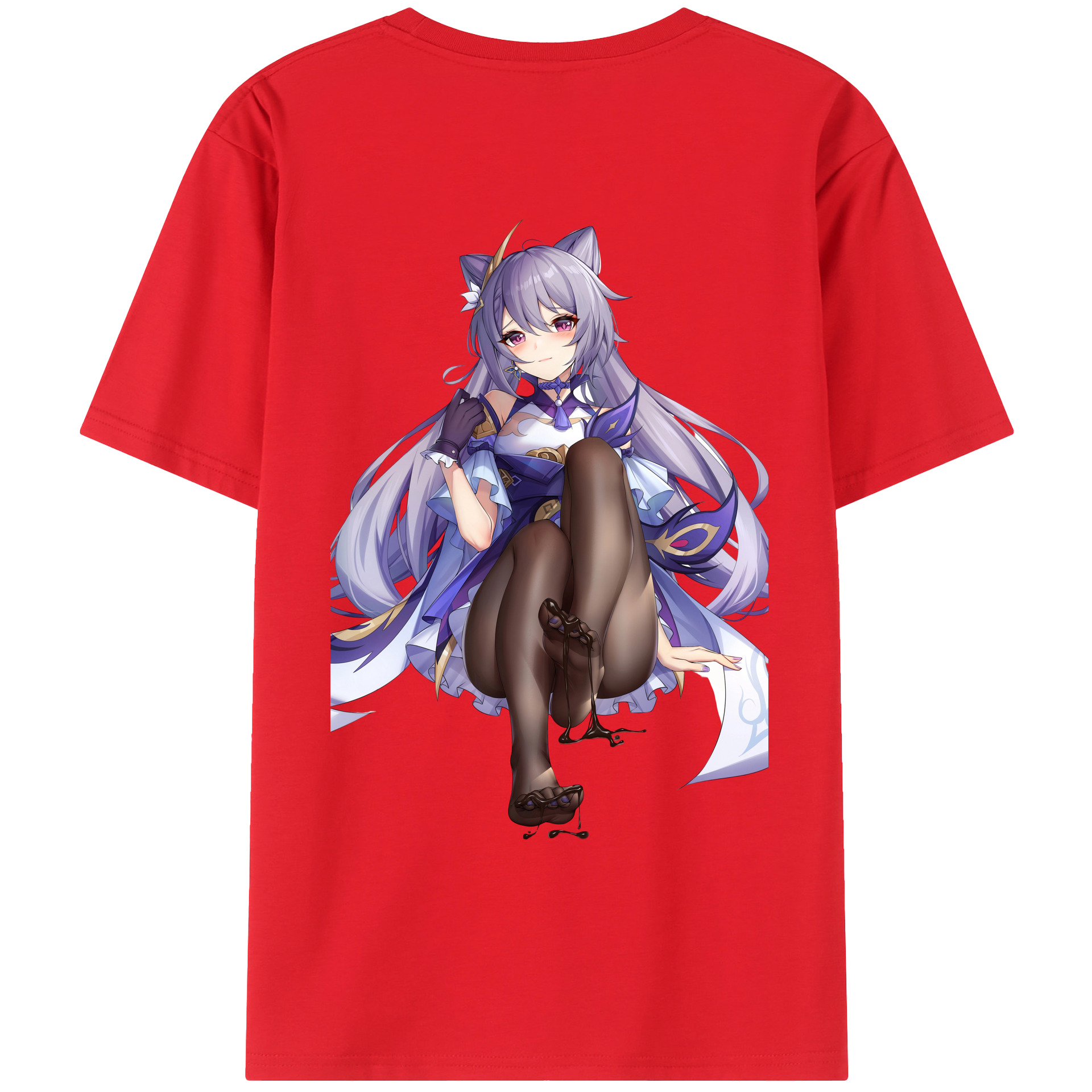 げんし神 刻晴 こくせい genshin Kokusei 綿100％ メンズ半袖Tシャツ（バックプリント） 通気性