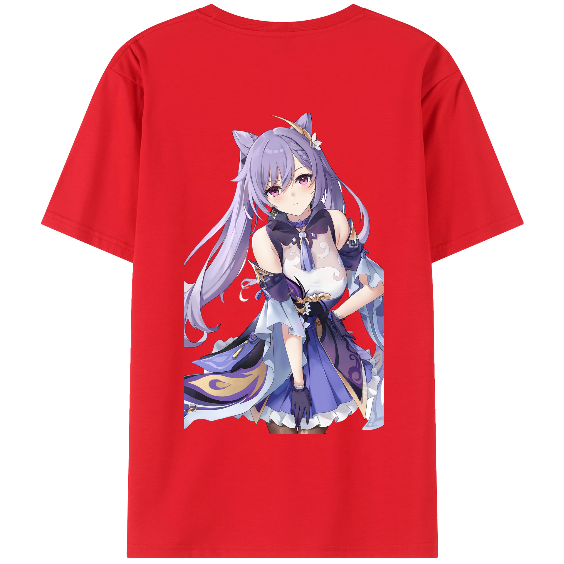 げんし神 刻晴 こくせい genshin Kokusei 綿100％ メンズ半袖Tシャツ（バックプリント） 通気性