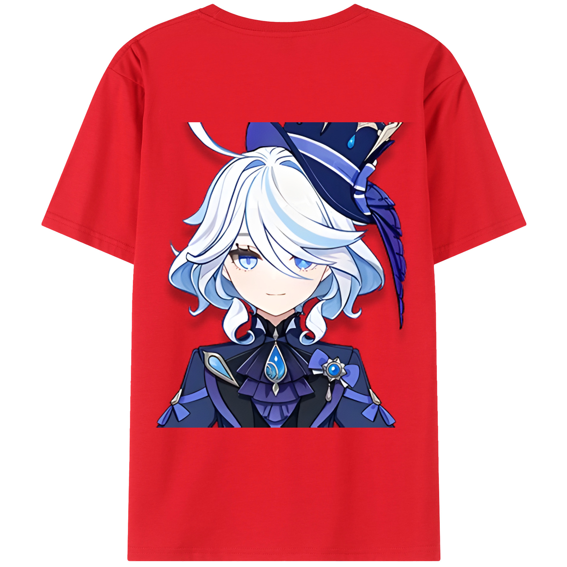 げんし神 フリーナ genshin Furina 綿100％ メンズ半袖Tシャツ（バックプリント） 通気性