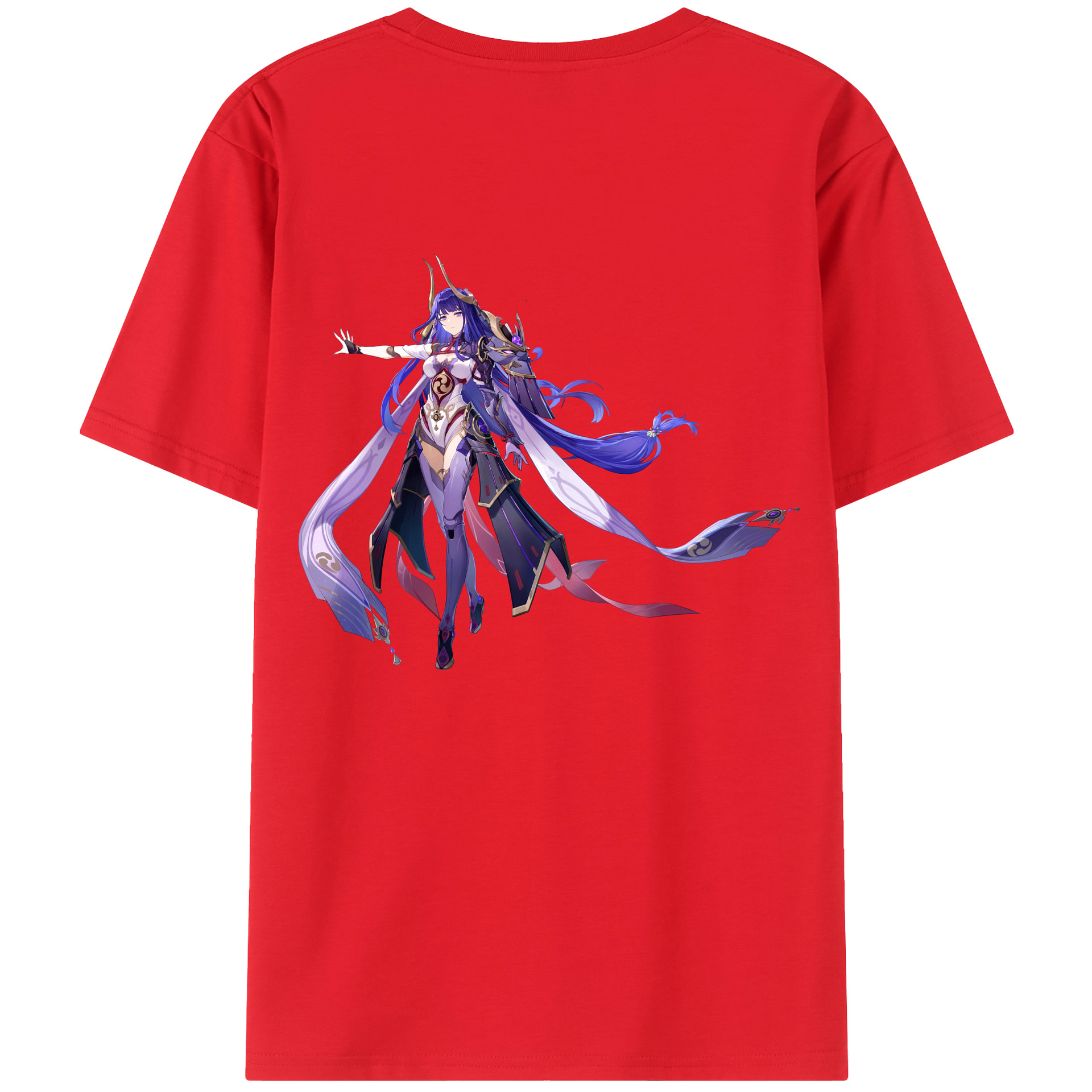 げんし神 雷電将軍 らいでんしょうぐん genshin Raiden Shogun 綿100％ メンズ半袖Tシャツ（バックプリント） 通気性