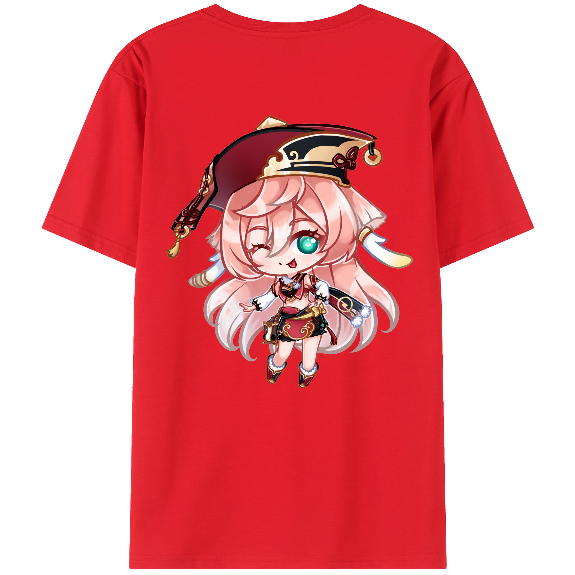げんし神 ヤンフェイ genshin Yanfei 綿100％ メンズ半袖Tシャツ（バックプリント） 通気性