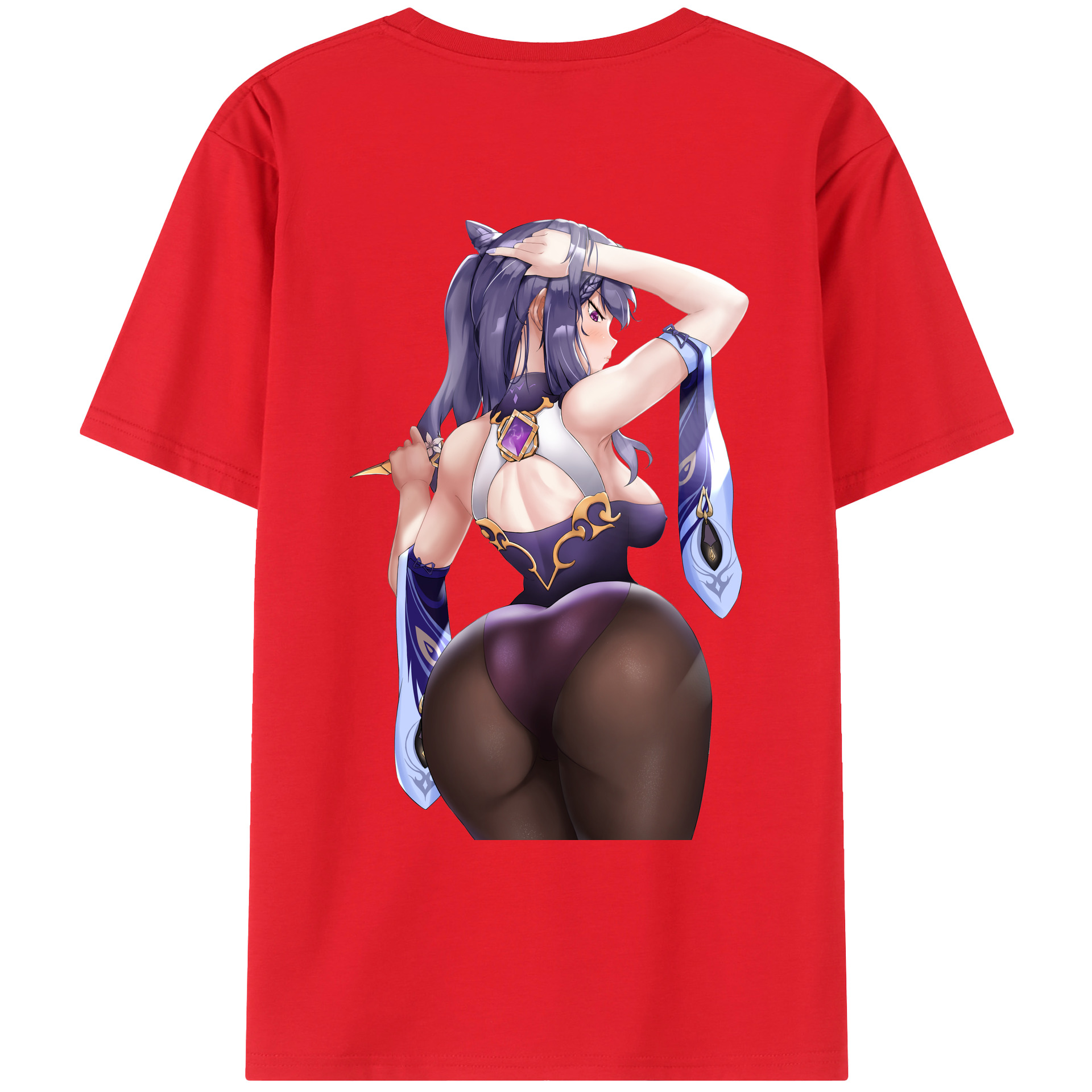 げんし神 刻晴 こくせい genshin Kokusei 綿100％ メンズ半袖Tシャツ（バックプリント） 通気性