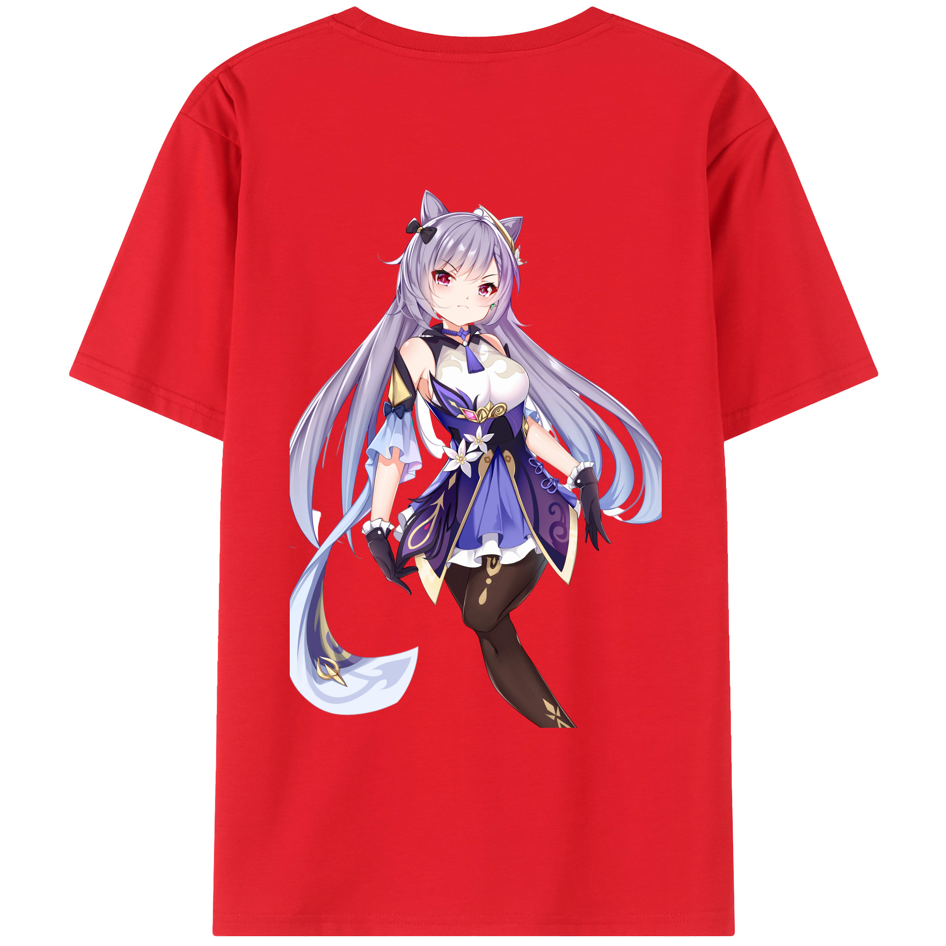 げんし神 刻晴 こくせい genshin Kokusei 綿100％ メンズ半袖Tシャツ（バックプリント） 通気性