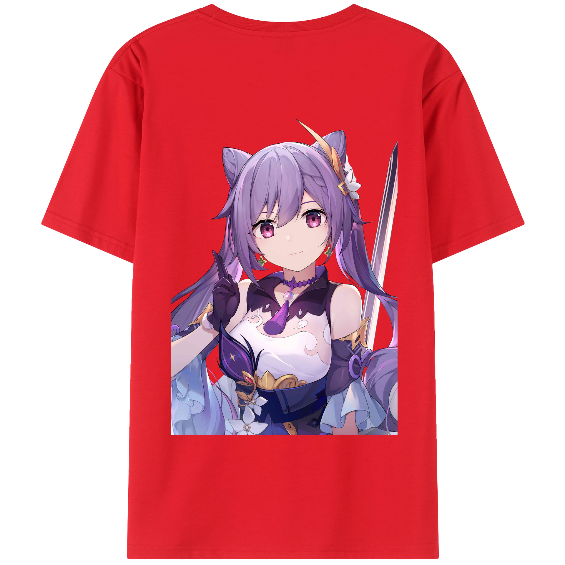 げんし神 刻晴 こくせい genshin Kokusei 綿100％ メンズ半袖Tシャツ（バックプリント） 通気性