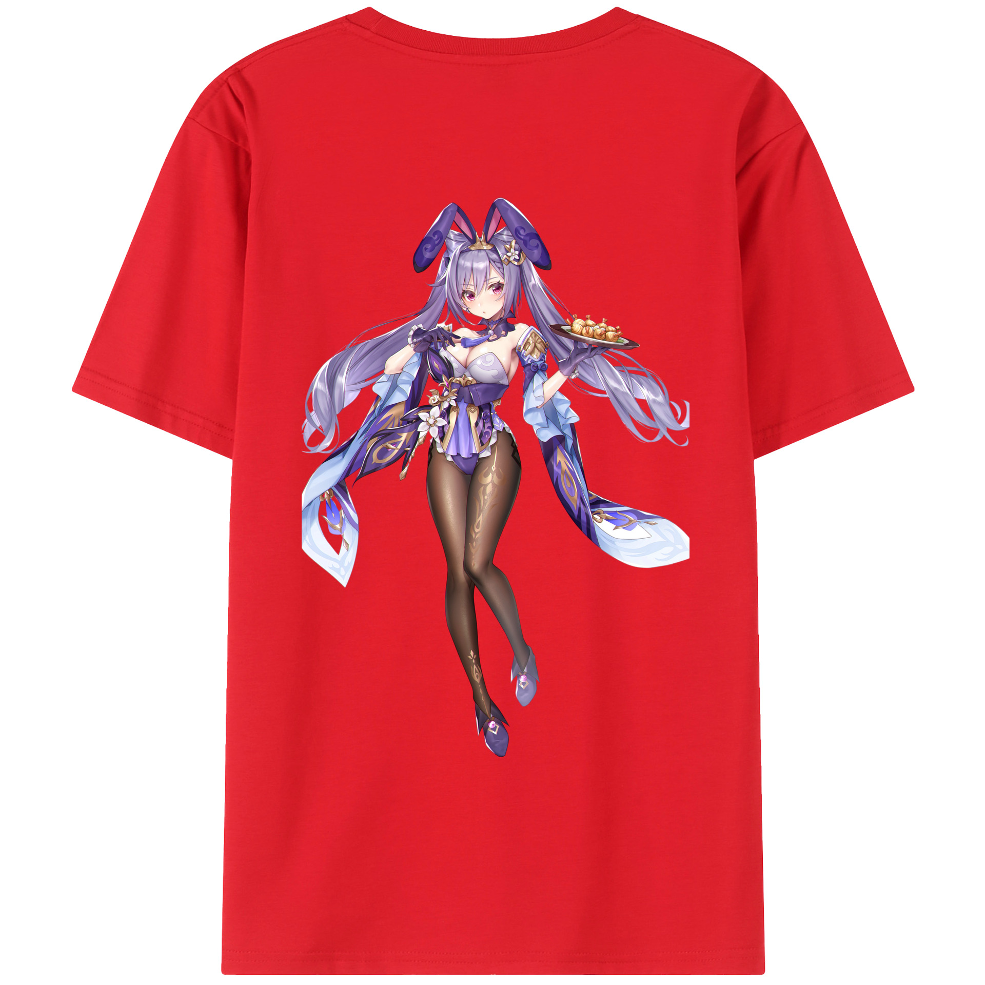 げんし神 刻晴 こくせい genshin Kokusei 綿100％ メンズ半袖Tシャツ（バックプリント） 通気性