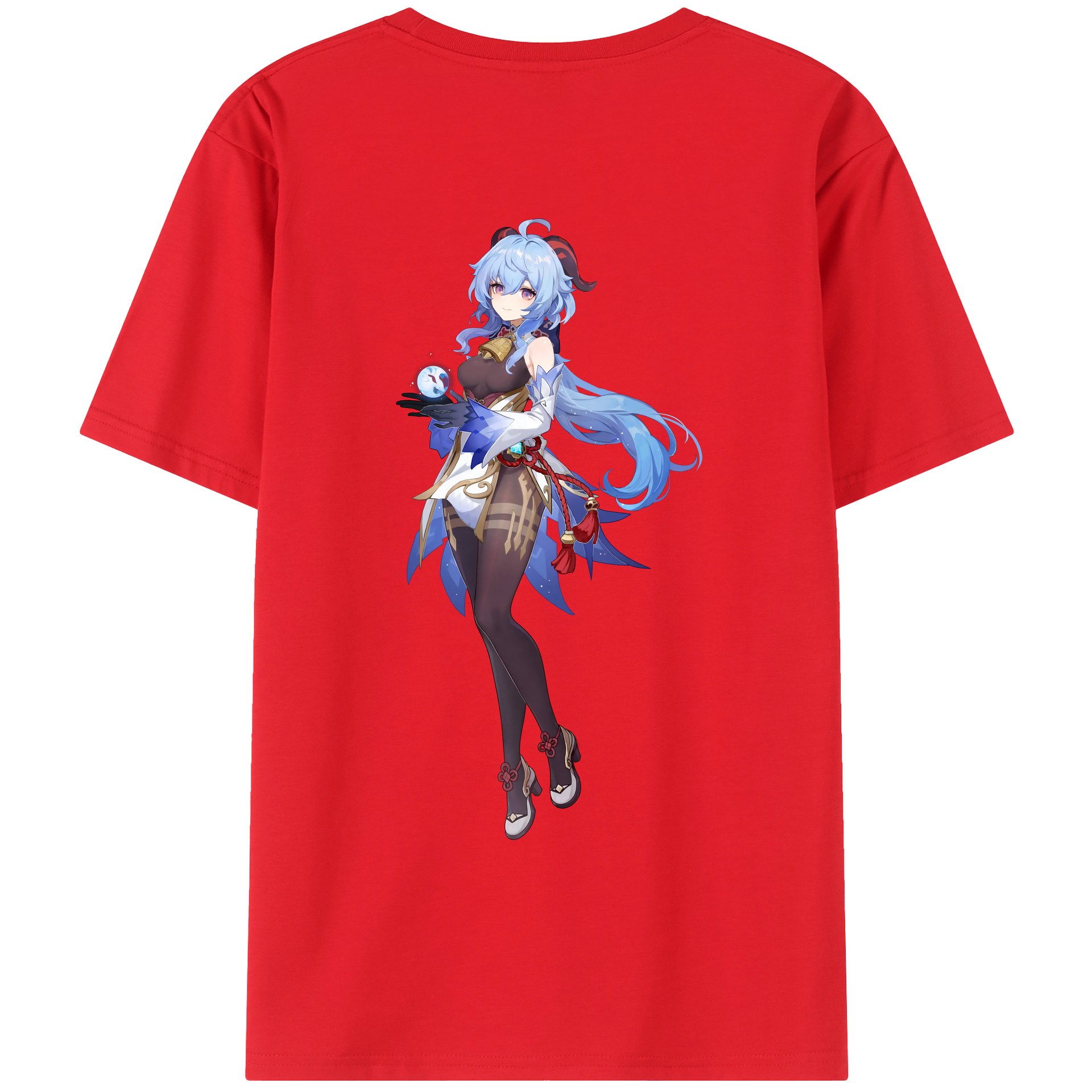 げんし神 甘雨 かんう genshin Ganyu 綿100％ メンズ半袖Tシャツ（バックプリント） 通気性