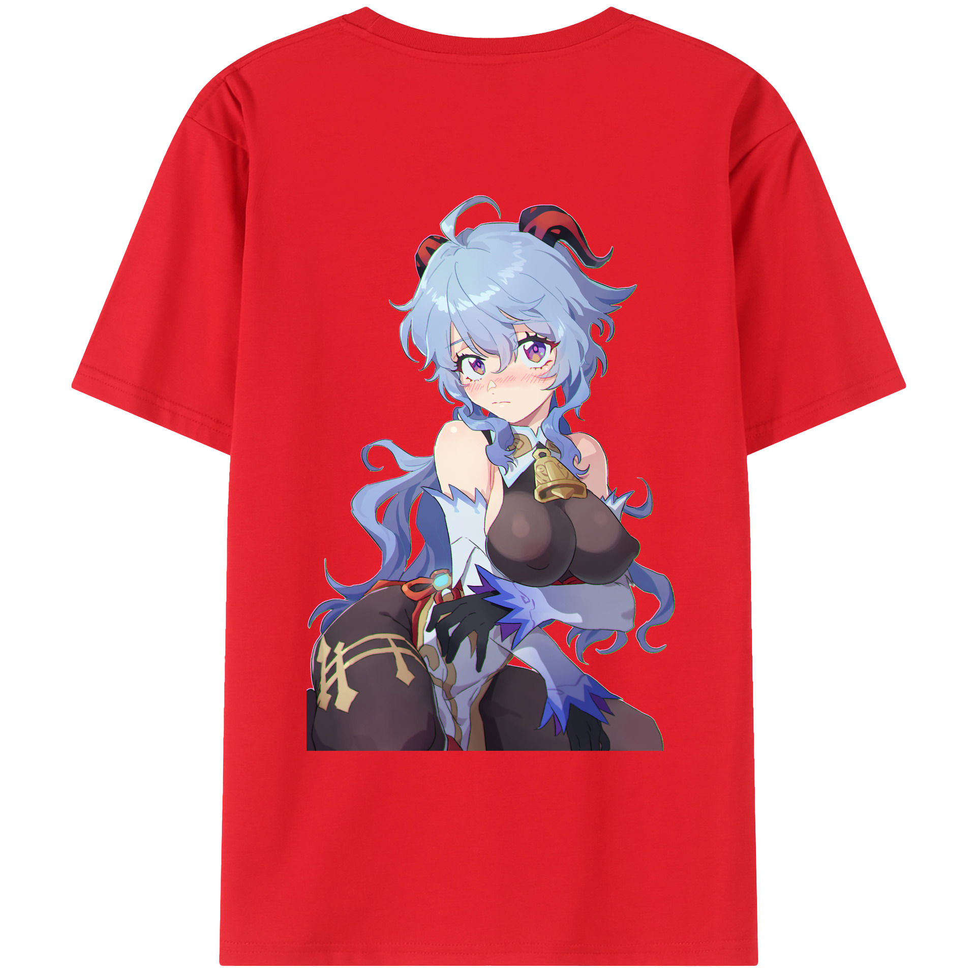 げんし神 甘雨 かんう genshin Ganyu 綿100％ メンズ半袖Tシャツ（バックプリント） 通気性