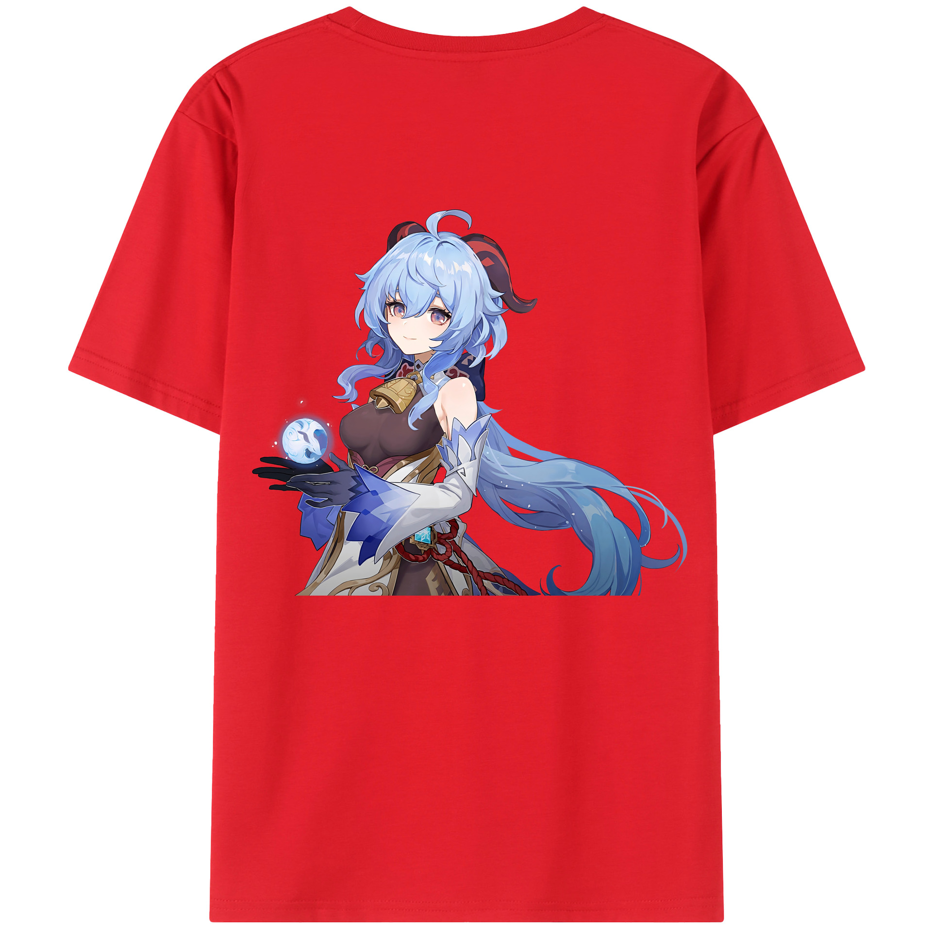 げんし神 甘雨 かんう genshin Ganyu 綿100％ メンズ半袖Tシャツ（バックプリント） 通気性