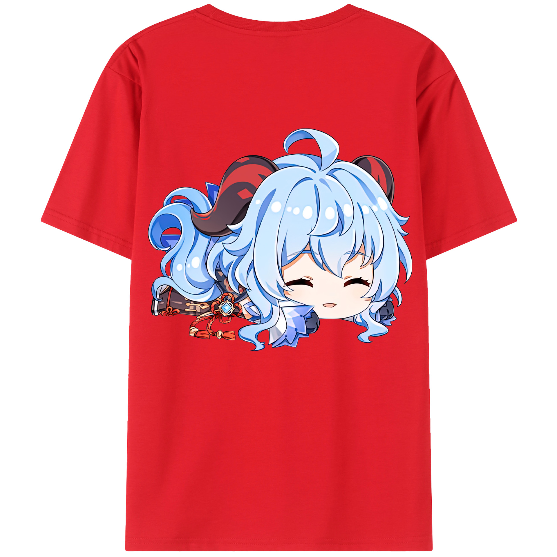げんし神 甘雨 かんう genshin Ganyu 綿100％ メンズ半袖Tシャツ（バックプリント） 通気性