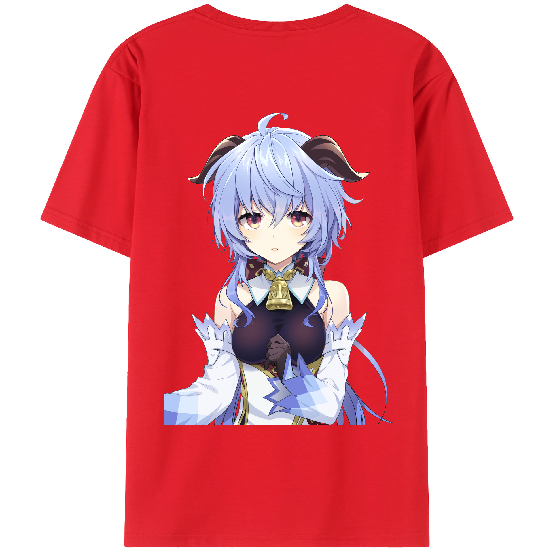 げんし神 甘雨 かんう genshin Ganyu 綿100％ メンズ半袖Tシャツ（バックプリント） 通気性