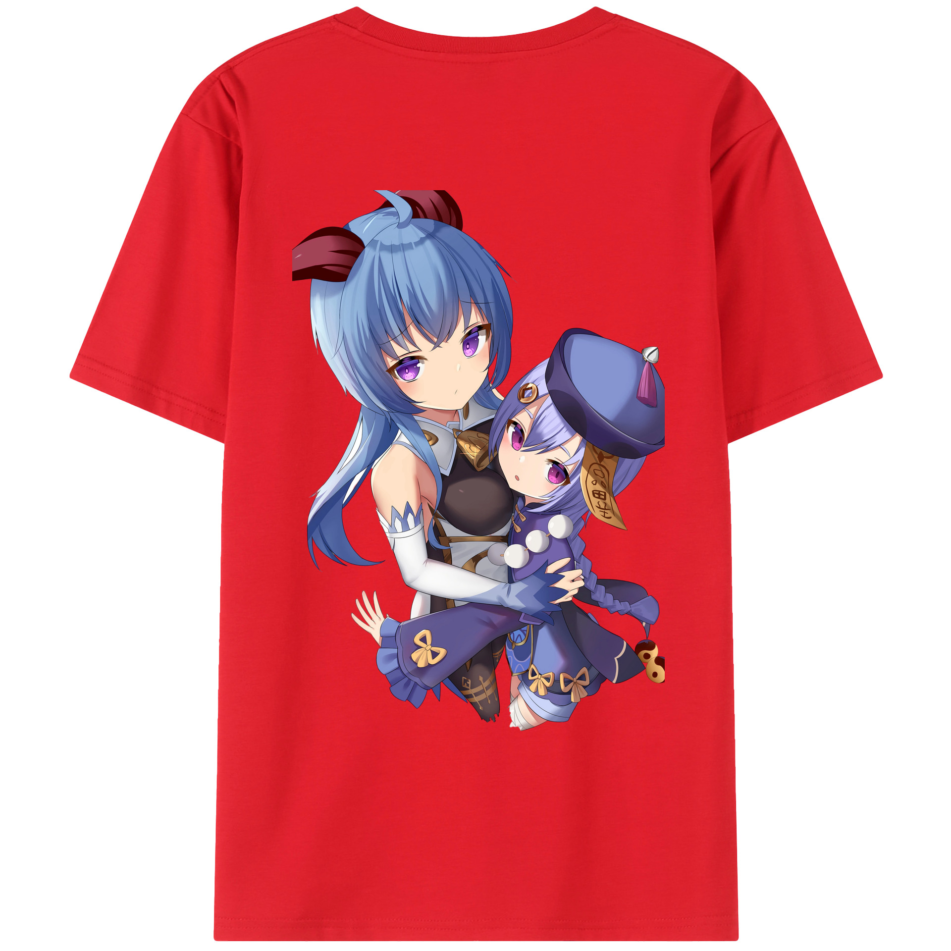 げんし神 甘雨 かんう genshin Ganyu 綿100％ メンズ半袖Tシャツ（バックプリント） 通気性