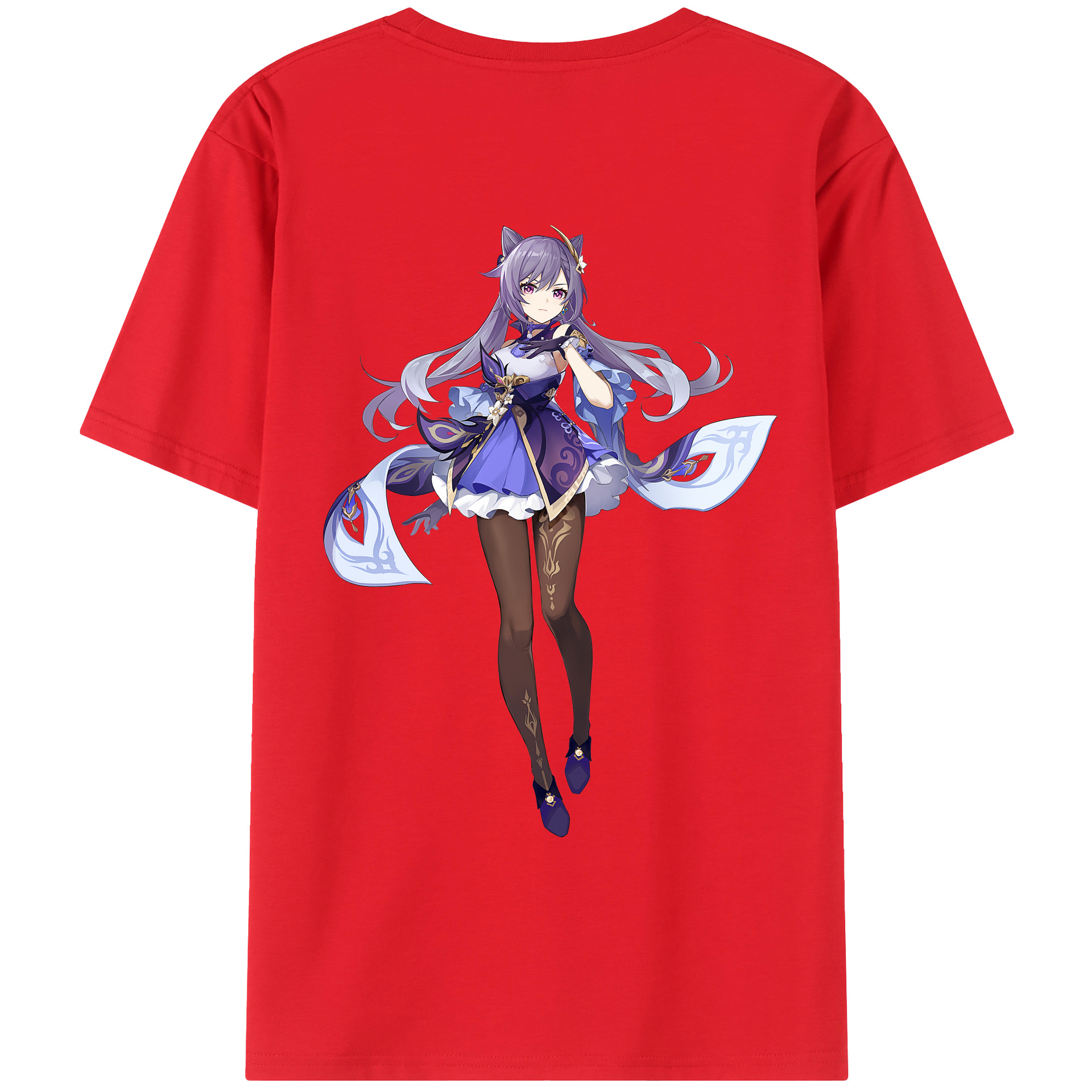 げんし神 刻晴 こくせい genshin Kokusei 綿100％ メンズ半袖Tシャツ（バックプリント） 通気性