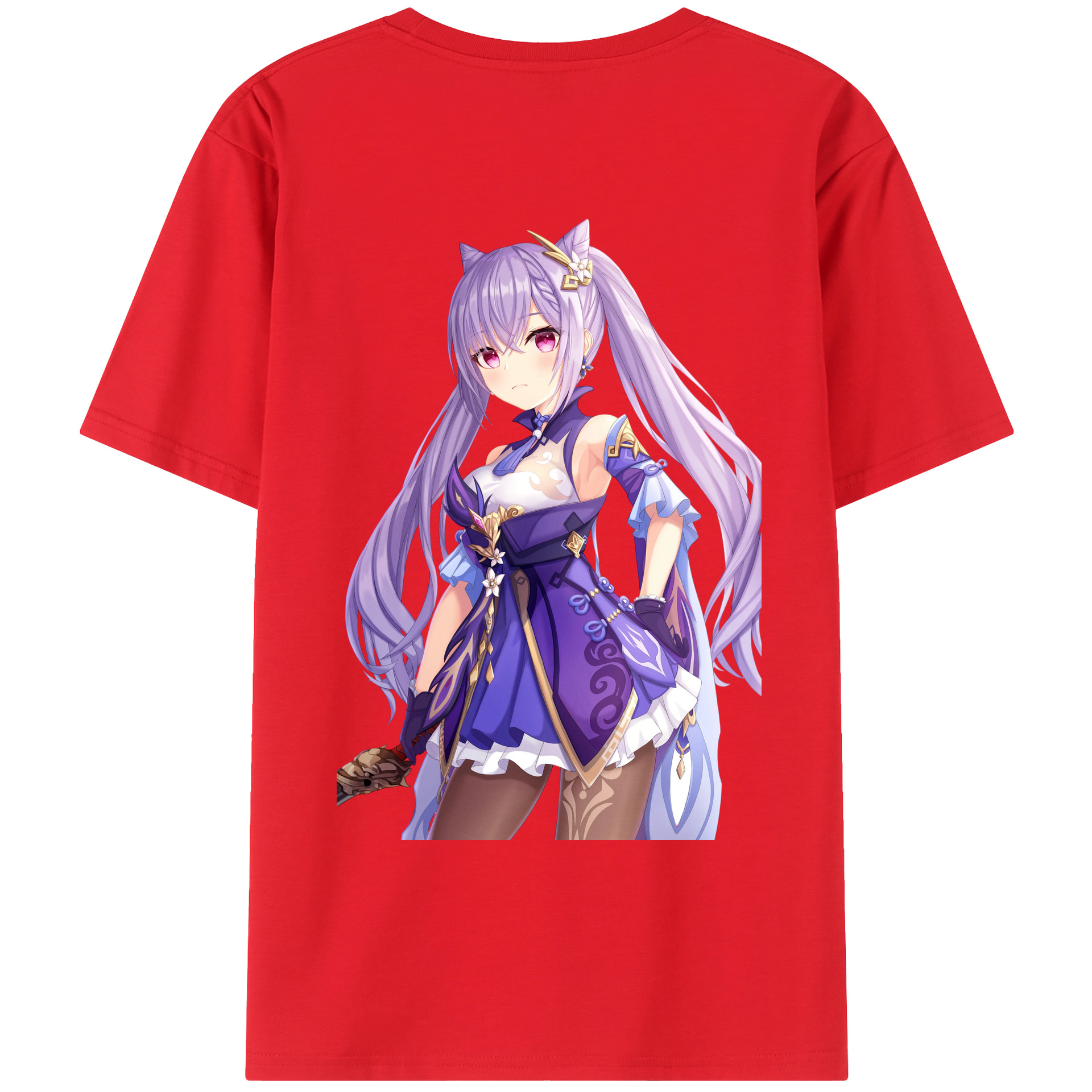 げんし神 刻晴 こくせい genshin Kokusei 綿100％ メンズ半袖Tシャツ（バックプリント） 通気性