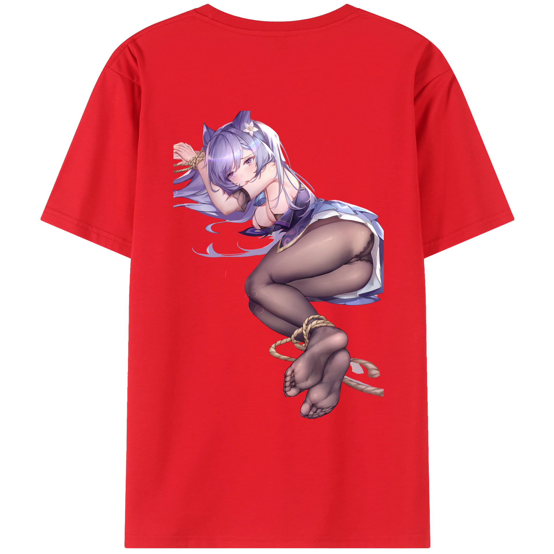 げんし神 刻晴 こくせい genshin Kokusei 綿100％ メンズ半袖Tシャツ（バックプリント） 通気性