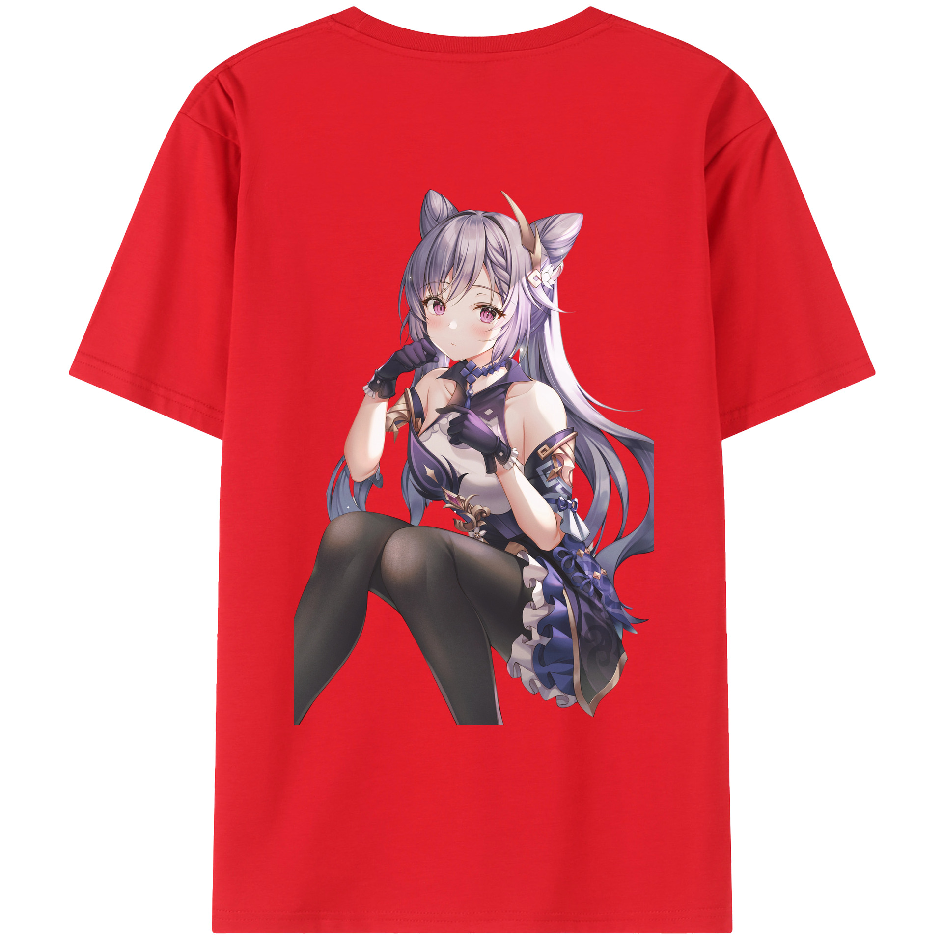 げんし神 刻晴 こくせい genshin Kokusei 綿100％ メンズ半袖Tシャツ（バックプリント） 通気性