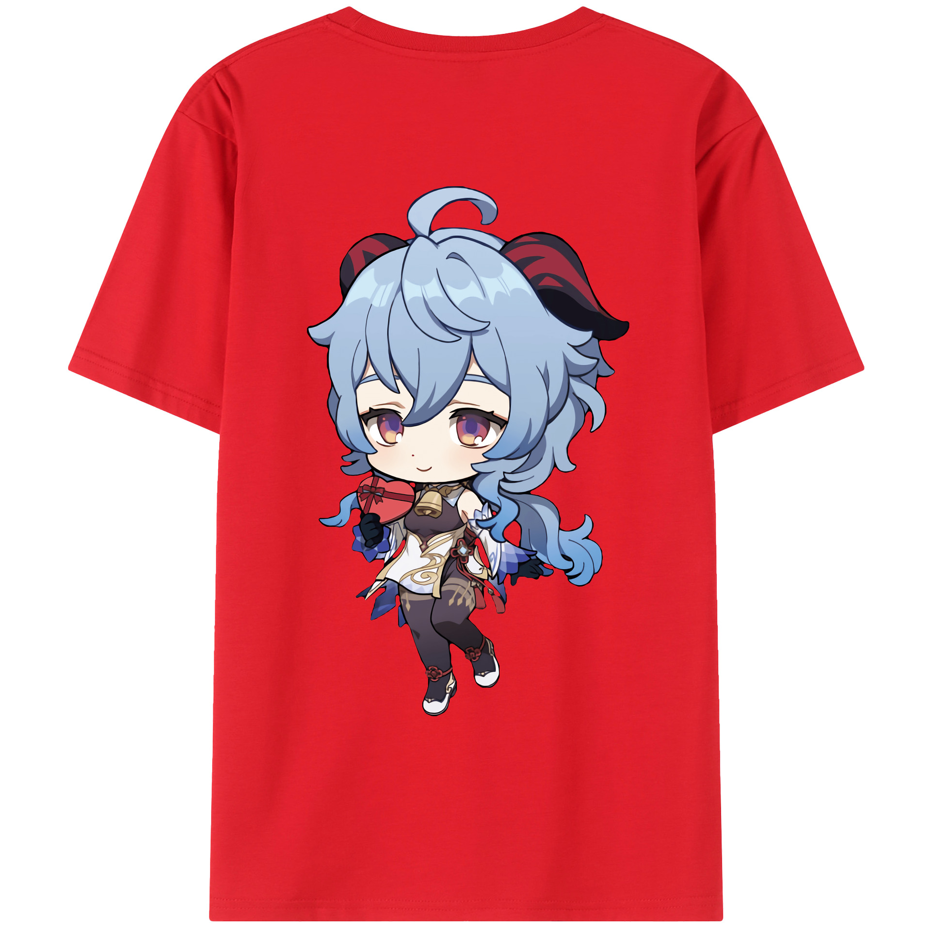 げんし神 甘雨 かんう genshin Ganyu 綿100％ メンズ半袖Tシャツ（バックプリント） 通気性